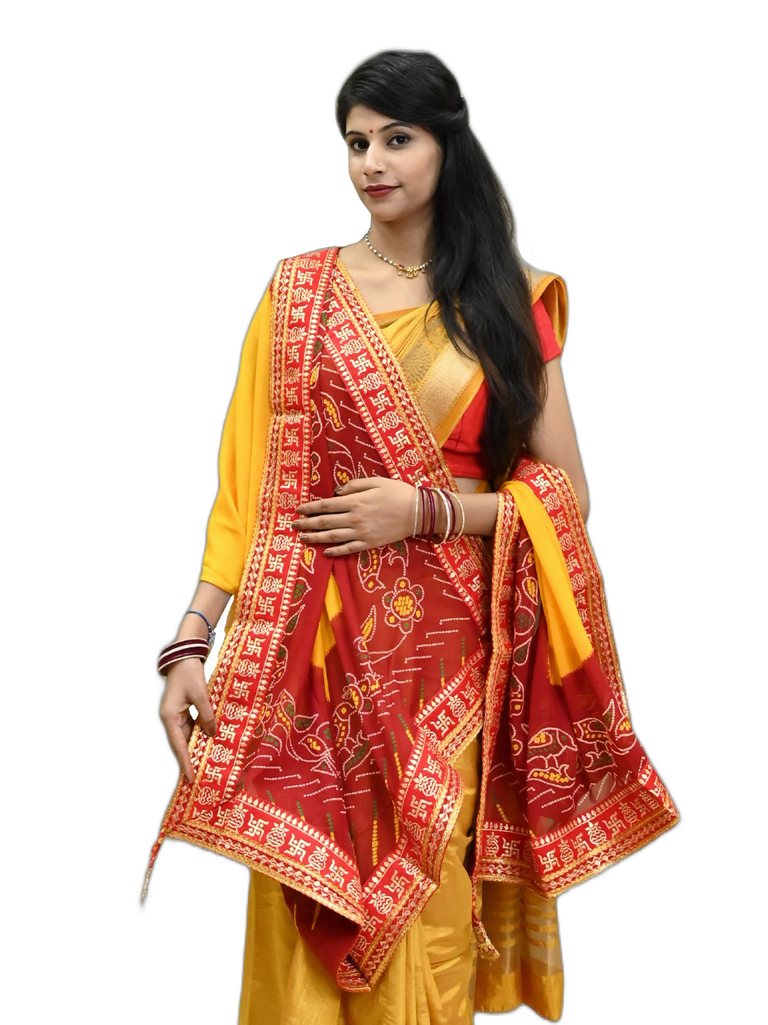 Ranisatiya creation Bandhani Printed Dupatta With Gotta Patti