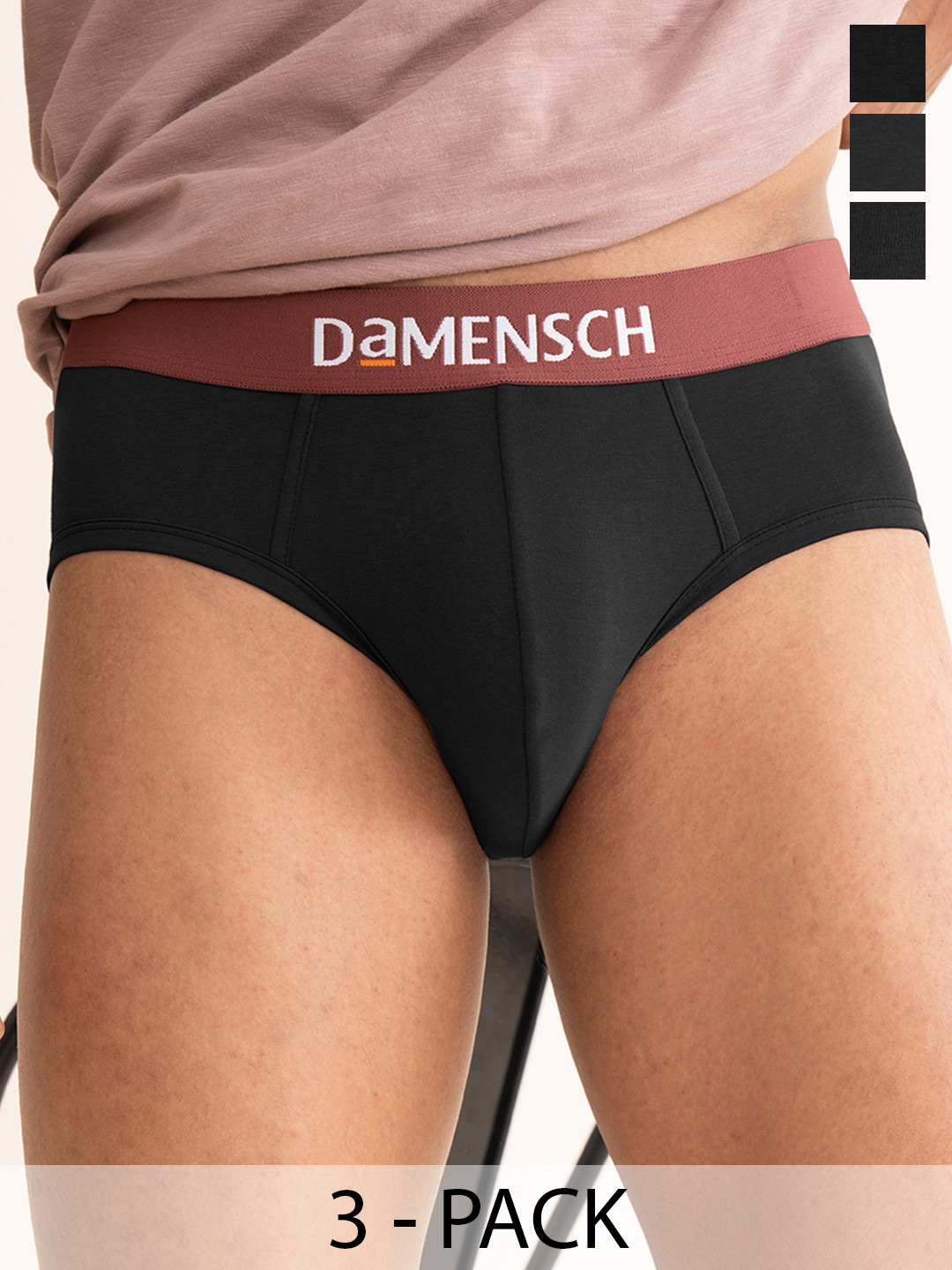 DAMENSCH Pack Of 3 Low Rise Anti Odor Stretchable Basic Briefs BR1089-MX2331