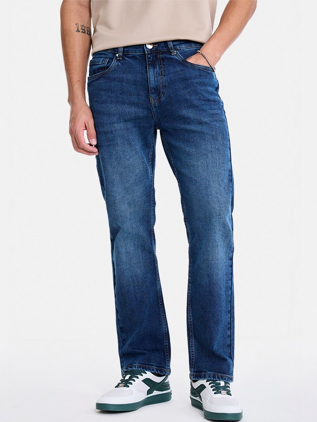 Snitch Blue Mid-Rise Straight Fit Jeans