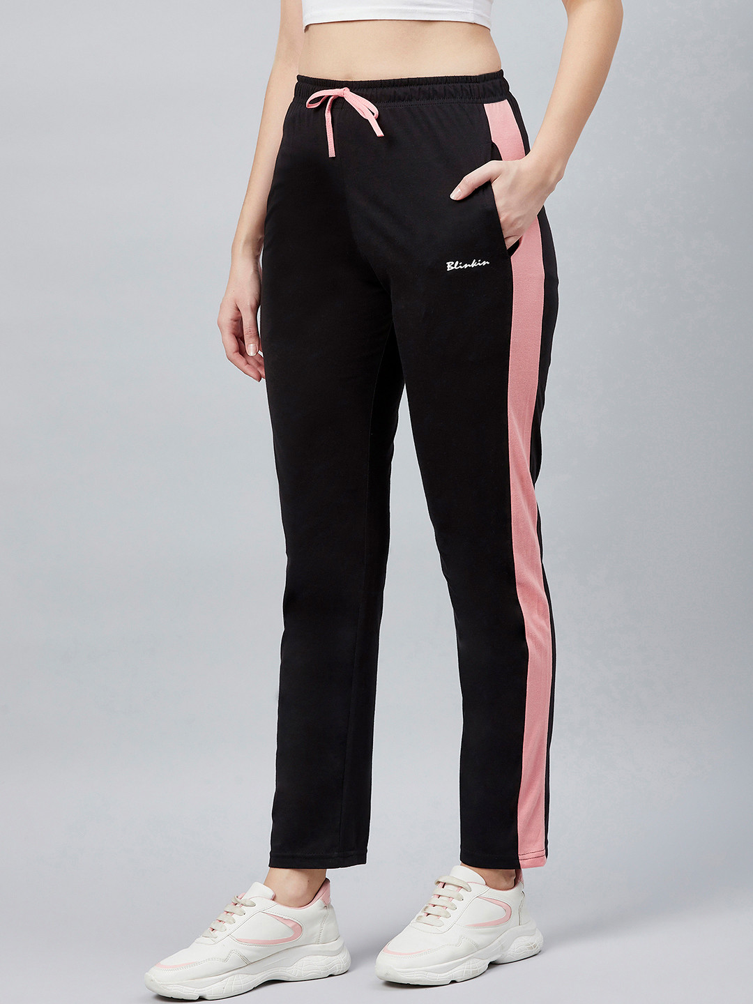 Blinkin Women Mid-Rise Colour-Blocked TrackPants
