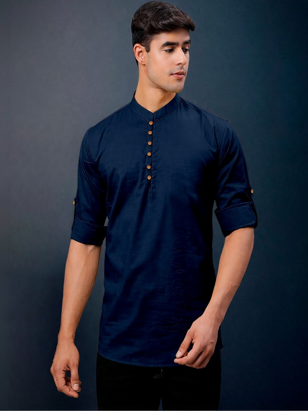 CLOTHING VEDA Men Mandarin Collar Long Sleeves Kurta