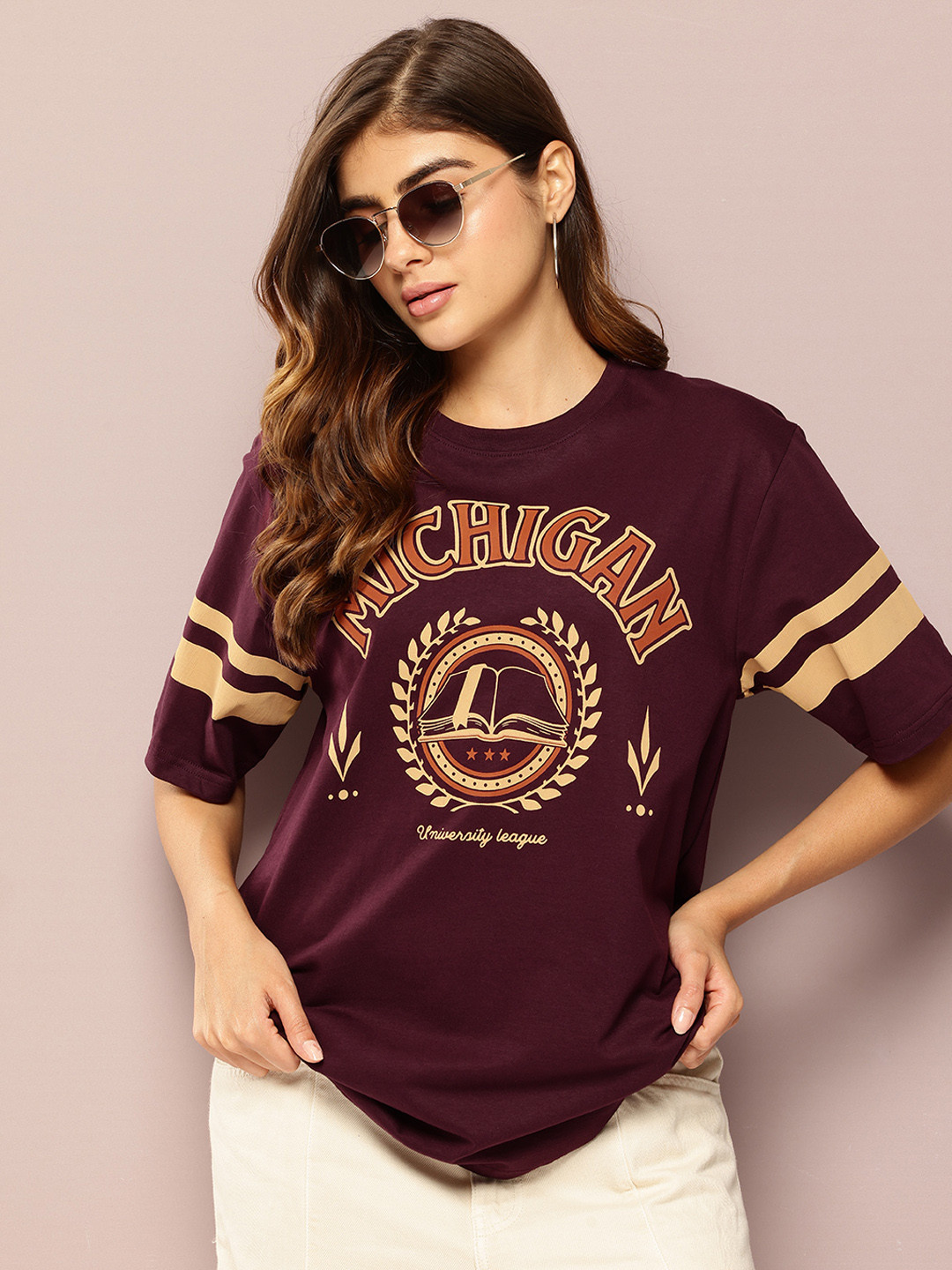 DILLINGER Women Short Sleeve Printed Oversized Fit Tshirt