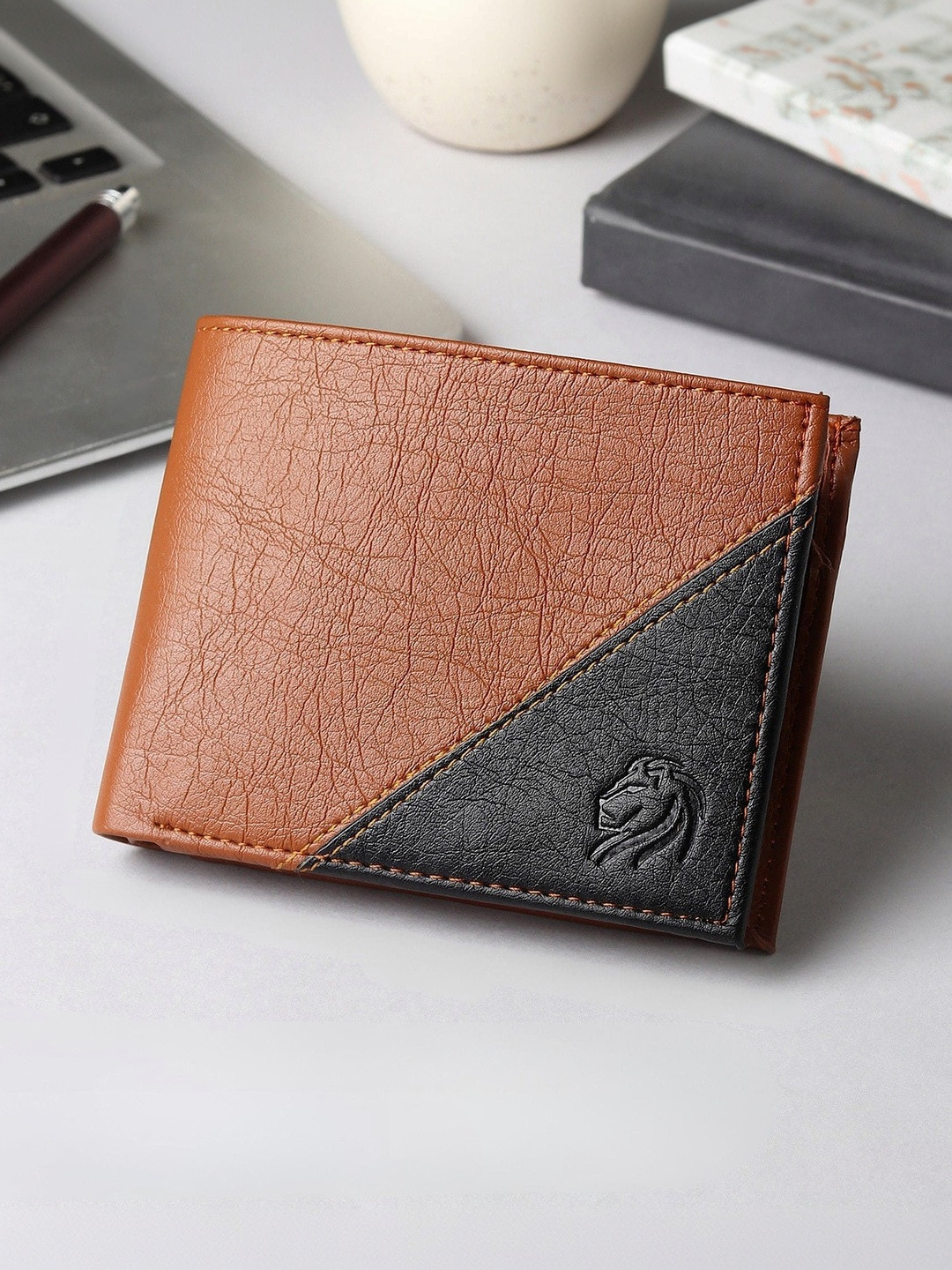 VEMILIO Men Colourblocked Embellished Two Fold Wallet