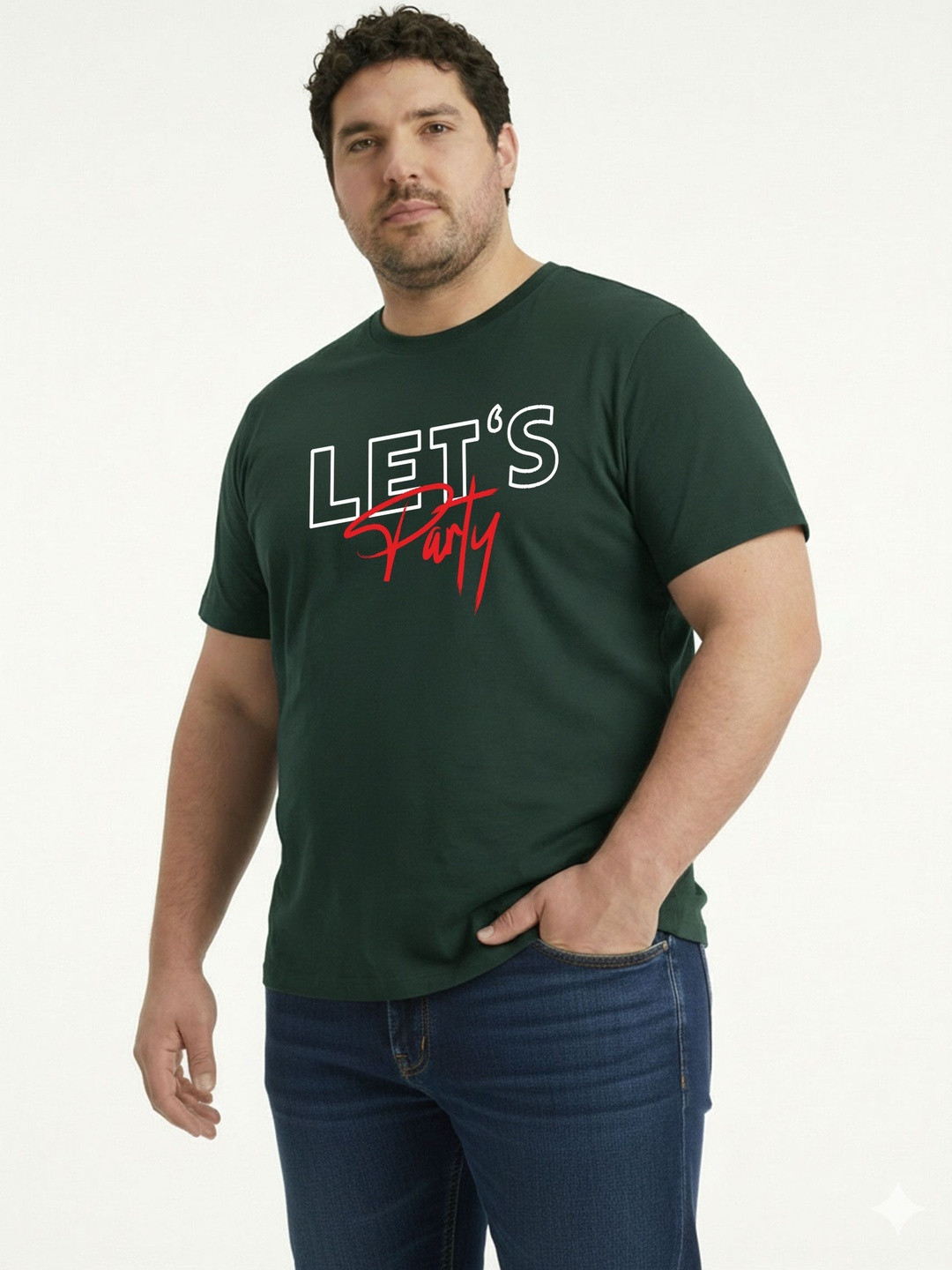 Toodle Plus Men Plus Size Cotton Graphic Print Round Neck Regular Fit Half Sleeve T-Shirt