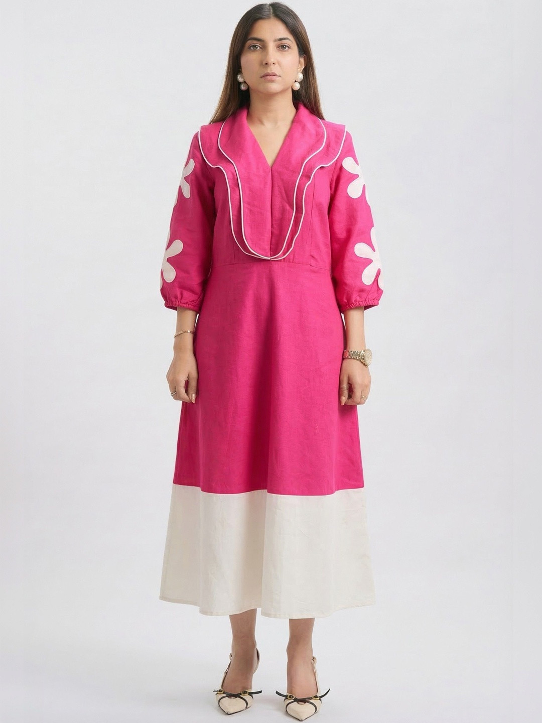 TBFO Floral Print A-Line Midi Dress