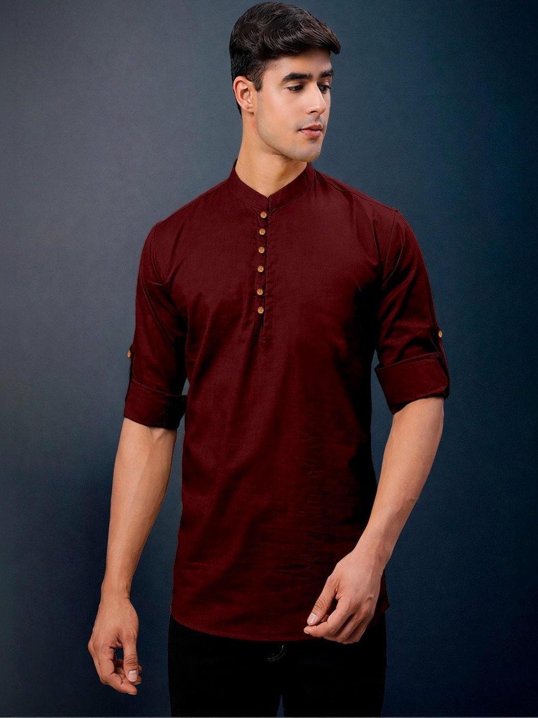 CLOTHING VEDA Men Mandarin Collar Long Sleeves Kurta
