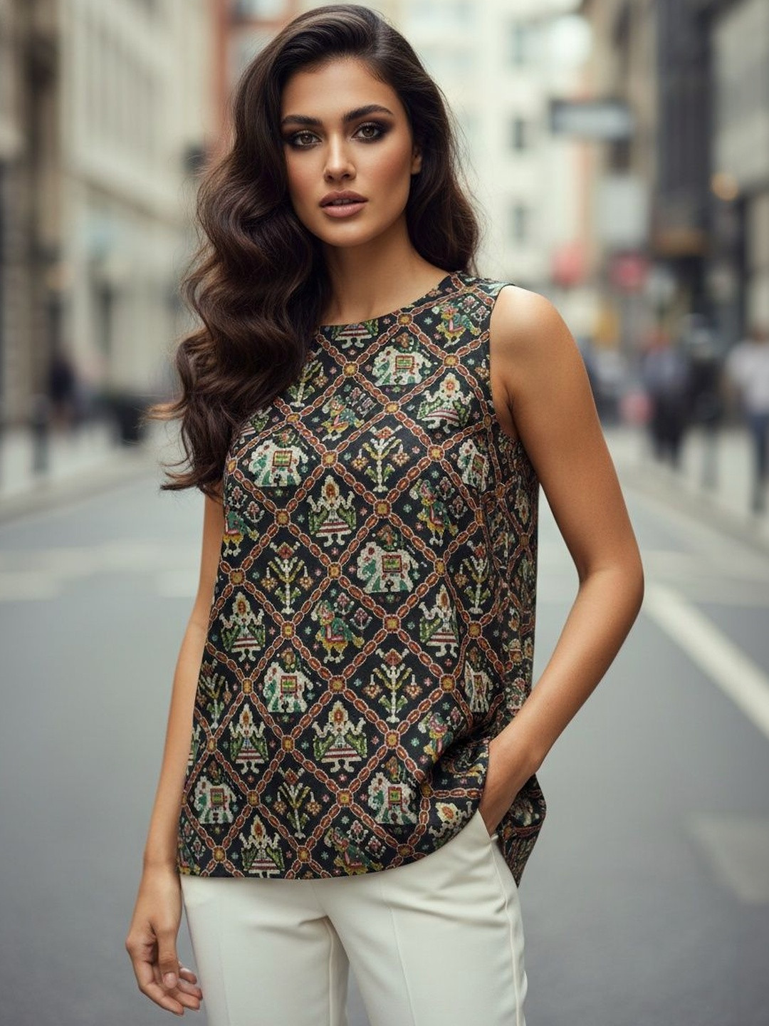 TIRA Print Ethnic Peplum Top