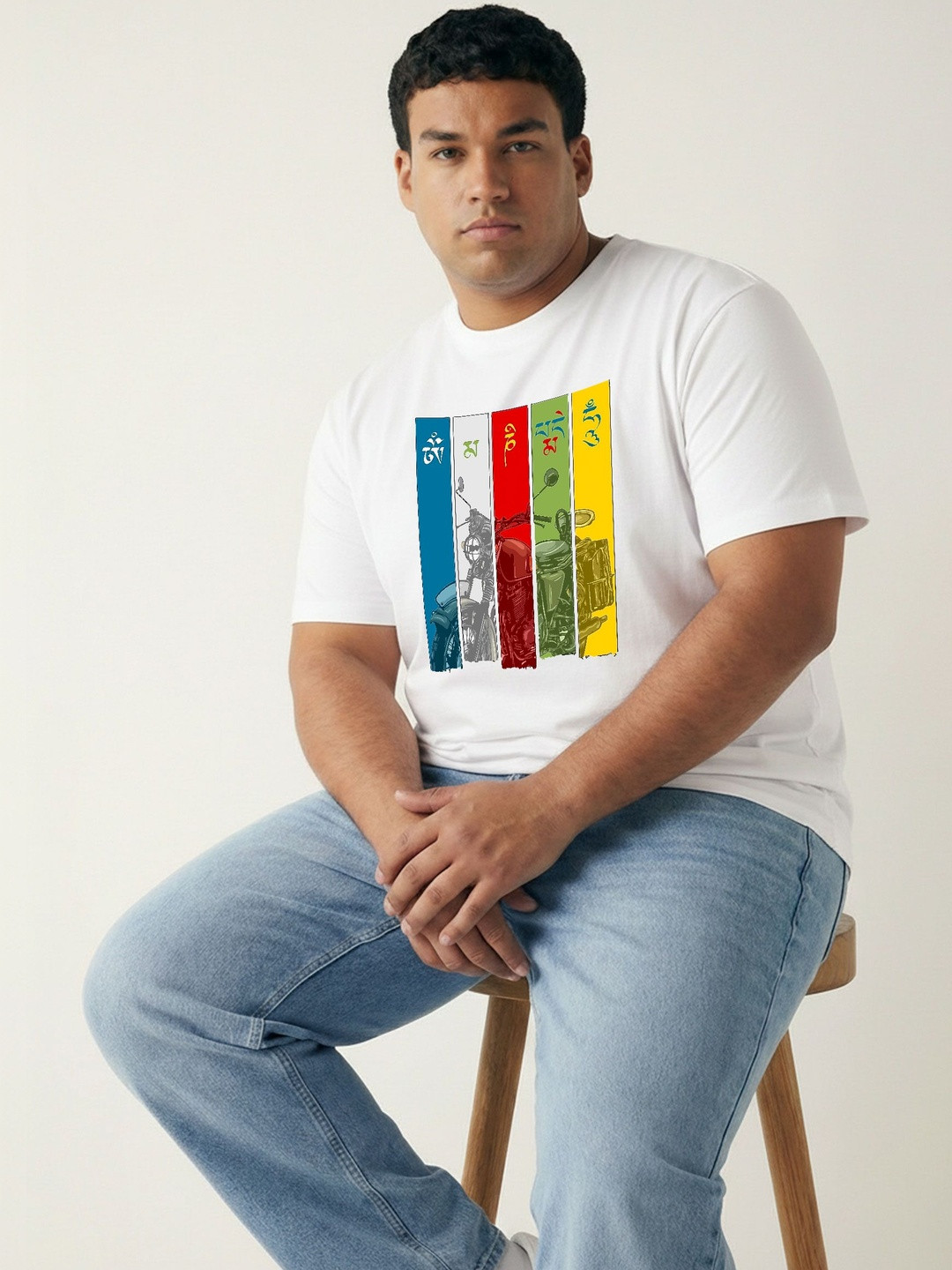 Toodle Plus Men Plus Size Cotton Graphic Print Round Neck Regular Fit Half Sleeve T-Shirt