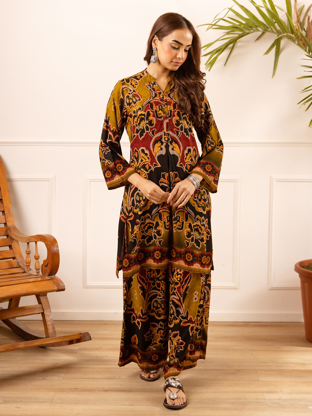 AUTUMN LANE Printed Pure Cotton Tunic With Palazzos Co-Ord Set
