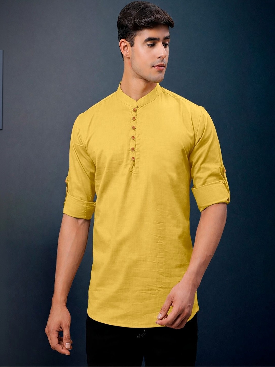 CLOTHING VEDA Men Mandarin Collar Long Sleeves Kurta