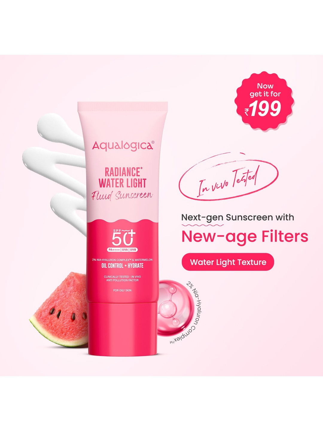 Aqualogica Radiance+ Water Light Fluid Sunscreen - 25 g