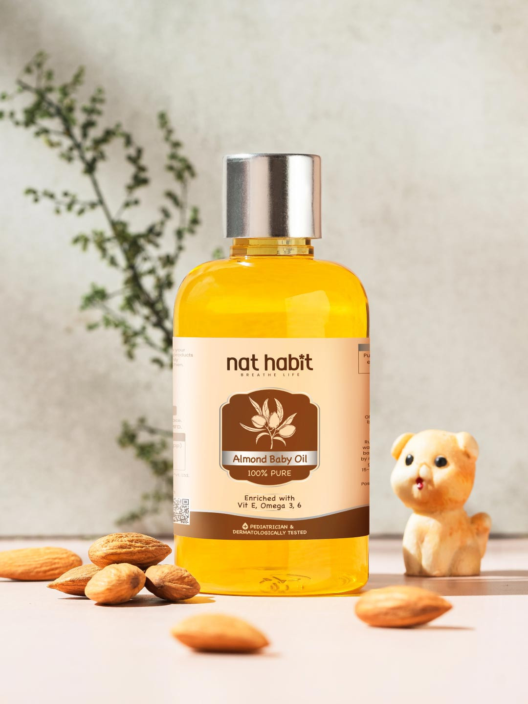 Nat Habit Pure Almond Baby Oil Enriched with Vit E Omega-3, 6 - 100ml