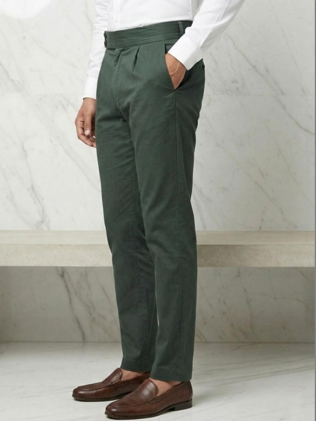 The Roadster Lifestyle Co Men Pure Cotton Slim Fit Pleated Formal Trousers