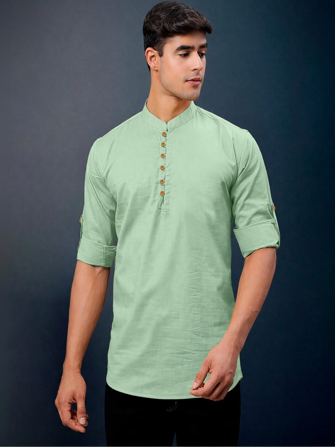 CLOTHING VEDA Men Mandarin Collar Long Sleeves Kurta