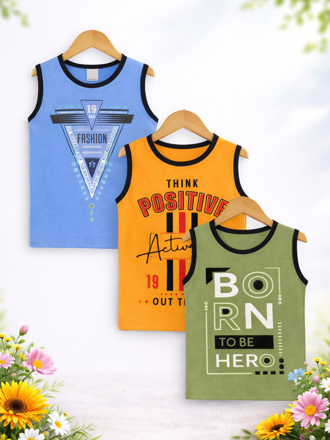 Sandoll Pack of 3 Printed Cotton Tank