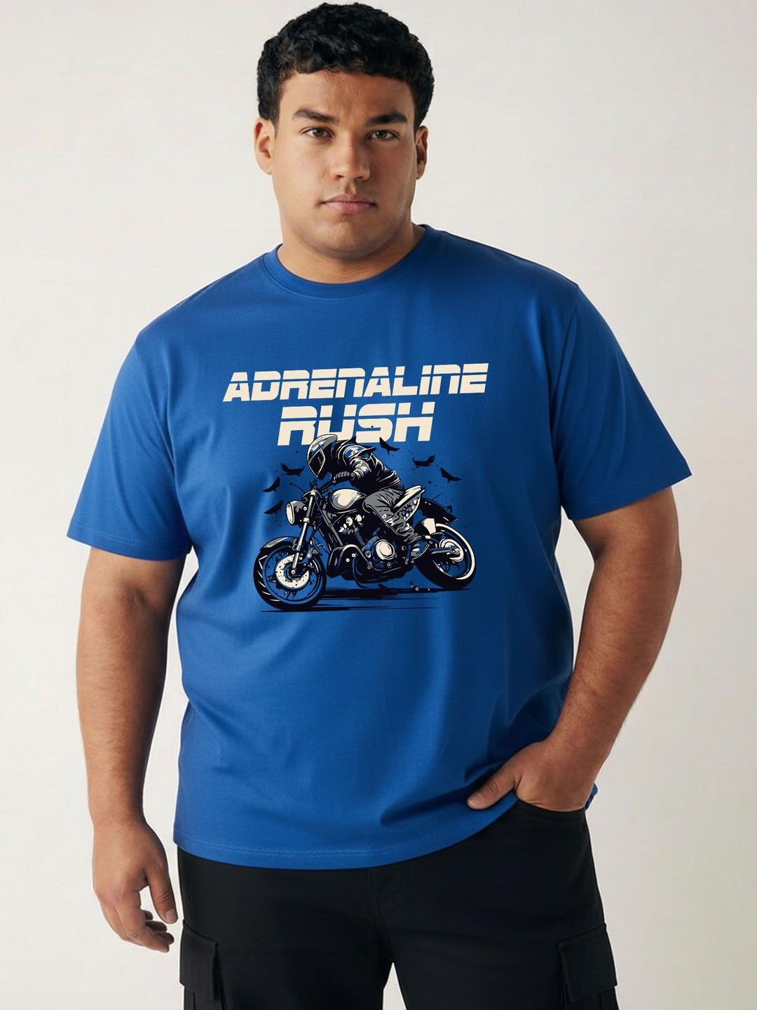 Toodle Plus Men Plus Size Pure Cotton Printed Regular Fit Casual T-Shirt