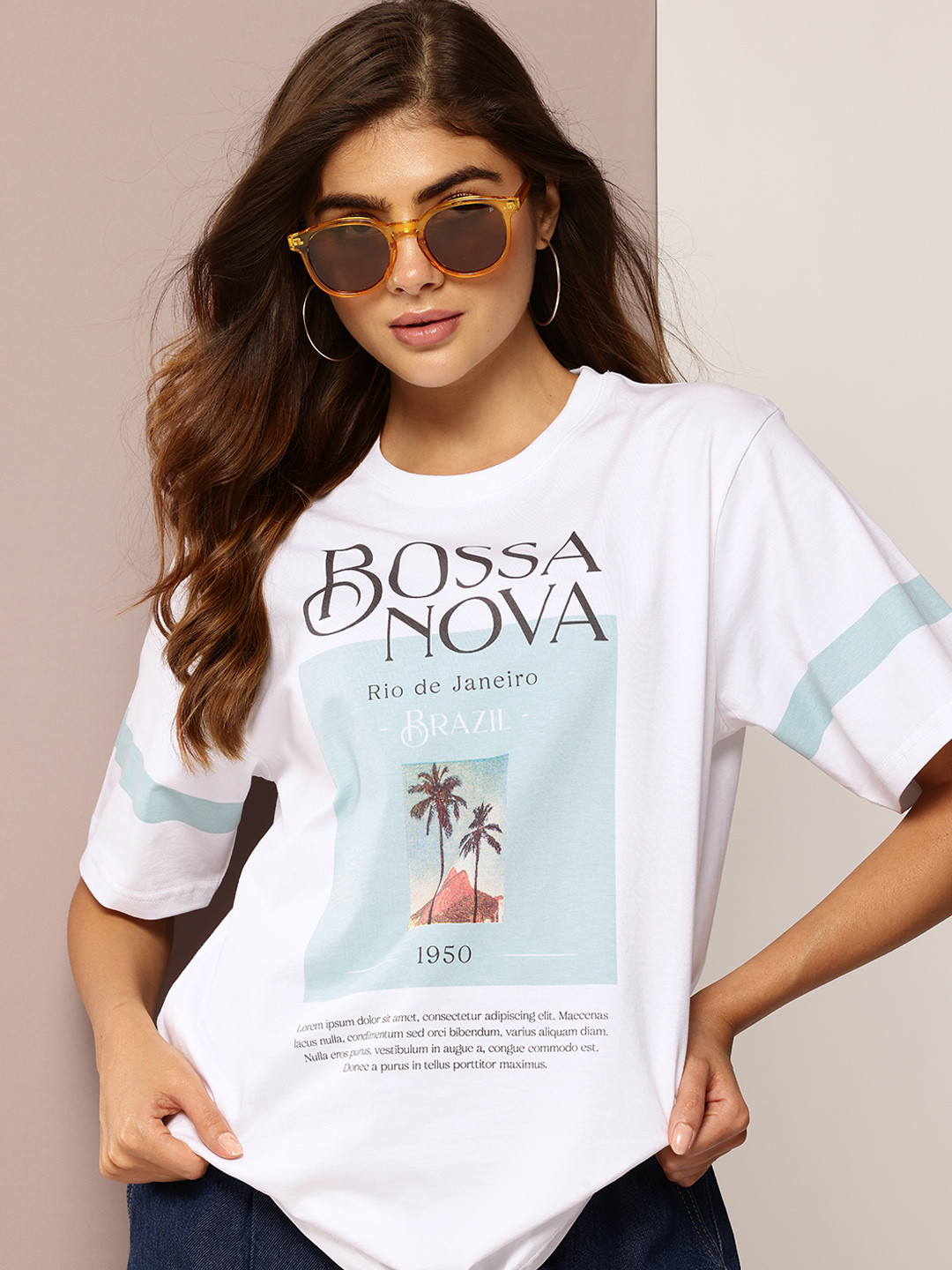 DILLINGER Women Short Sleeve Printed Oversized Fit Tshirt