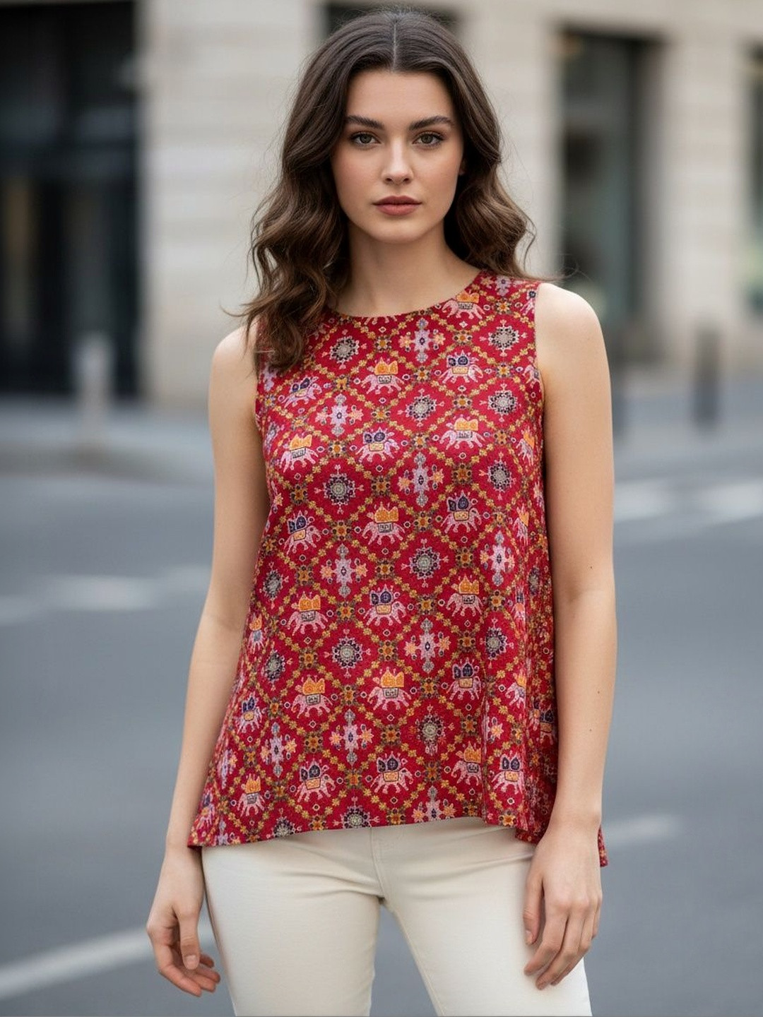 TIRA Print Ethnic Peplum Top
