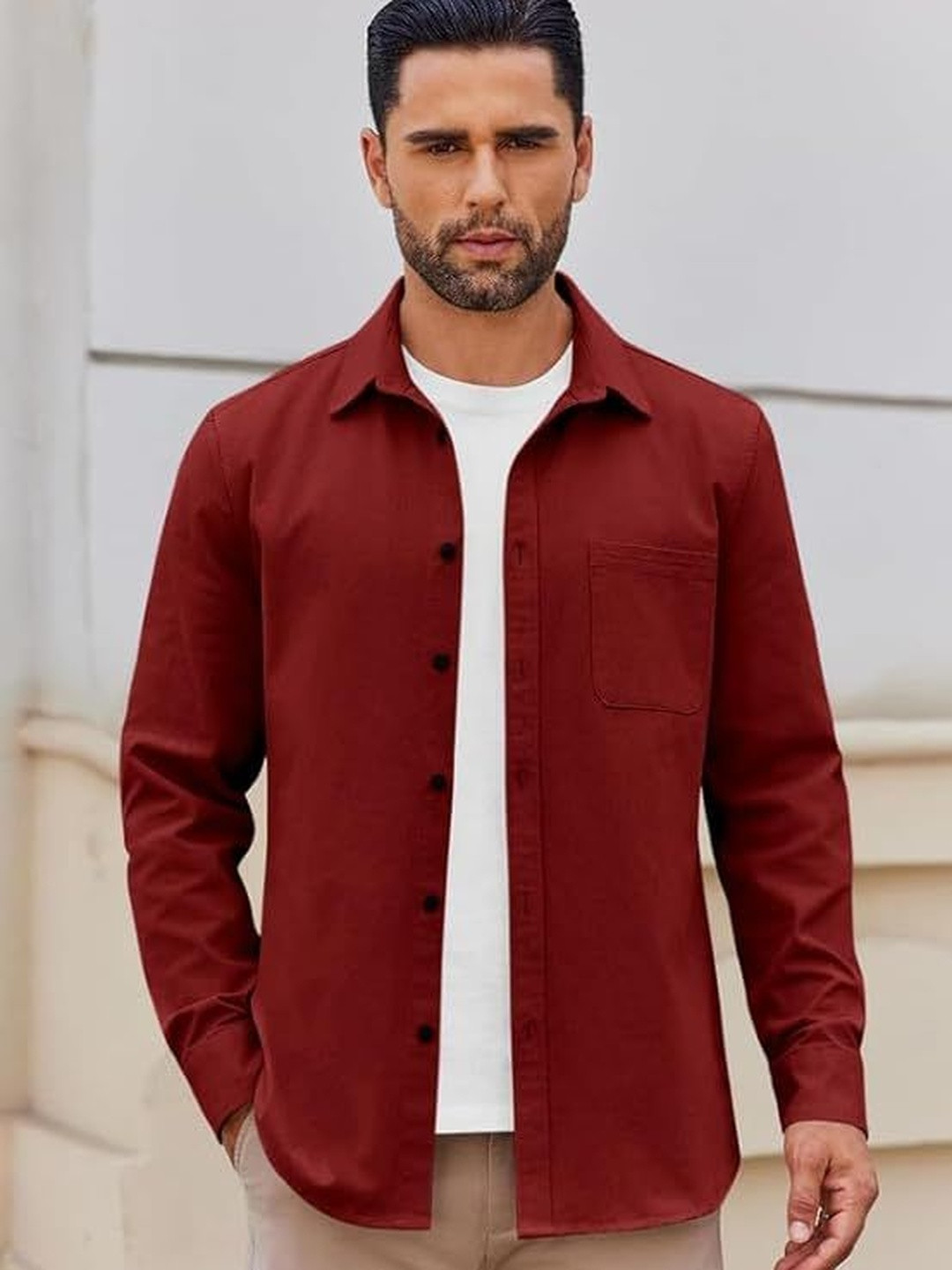 Bellstone Men Regular Fit Button-Down Overshirt