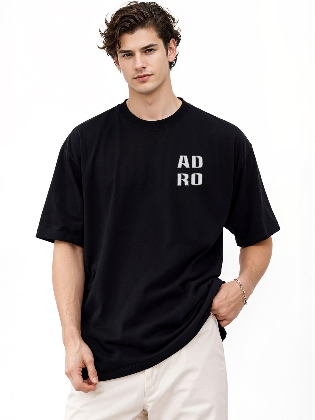 ADRO Men Printed Drop-Shoulder Sleeves T-shirt