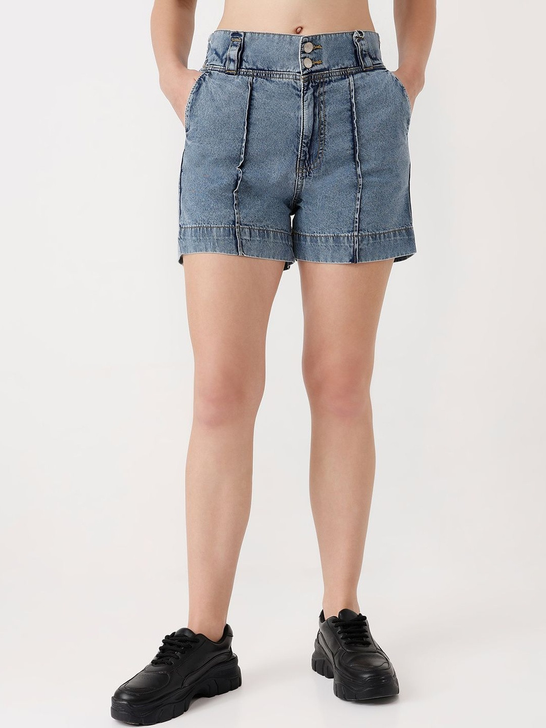 Kraus Jeans Women Slim Fit High-Rise Denim Shorts