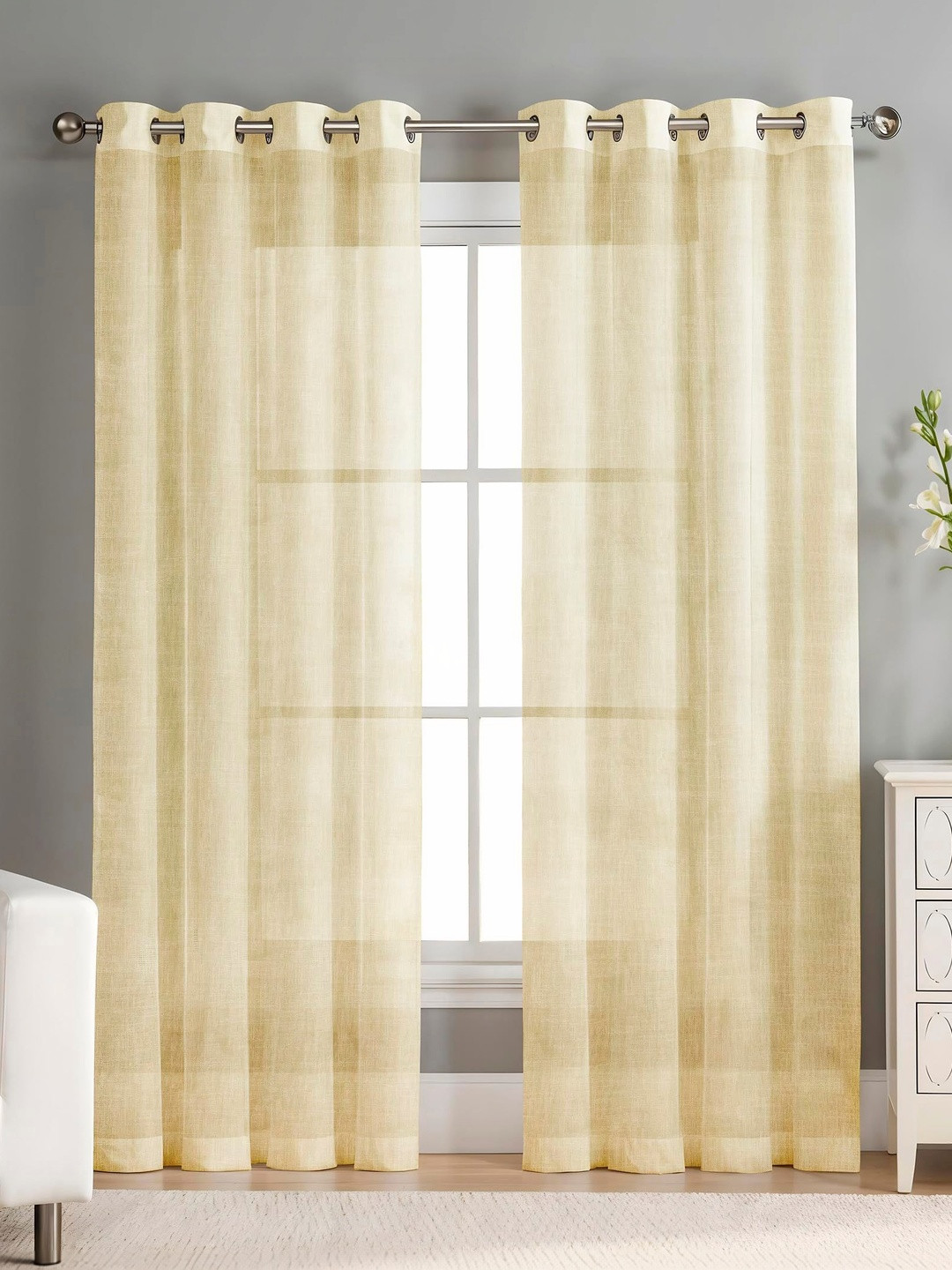 SIMPLYCURTAINS Beige Set of 2 Sheer Door Curtain