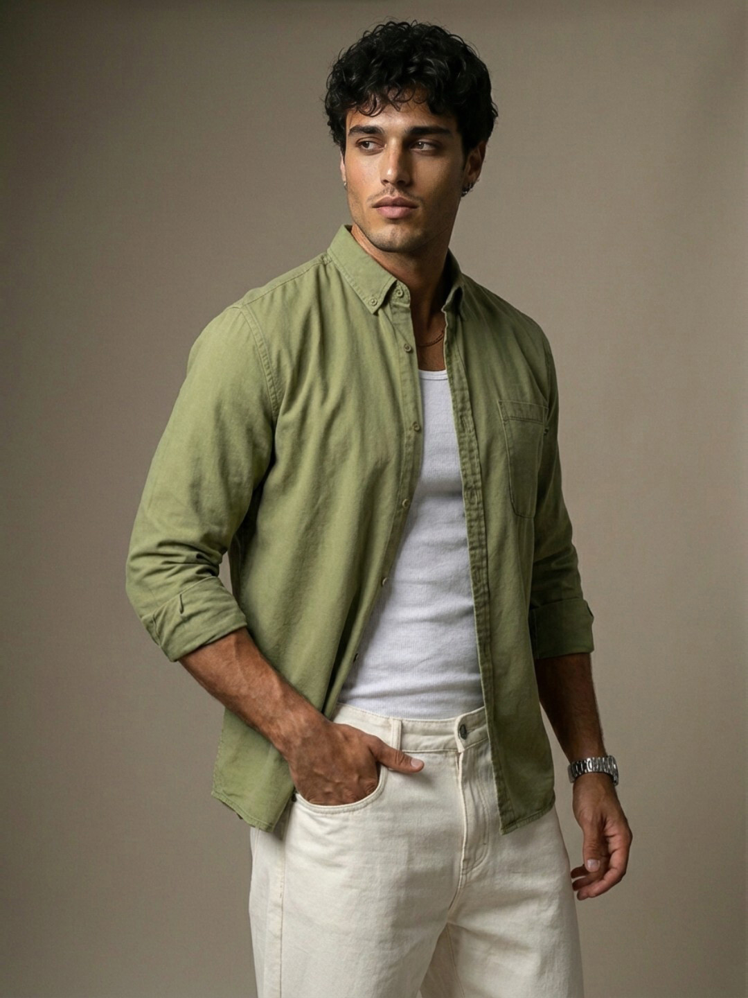 glitchez Overdyed Button-Down Collar Casual Shirt