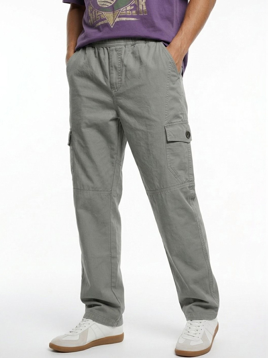 glitchez Men Classic Loose Fit Easy Wash Cargos Trousers