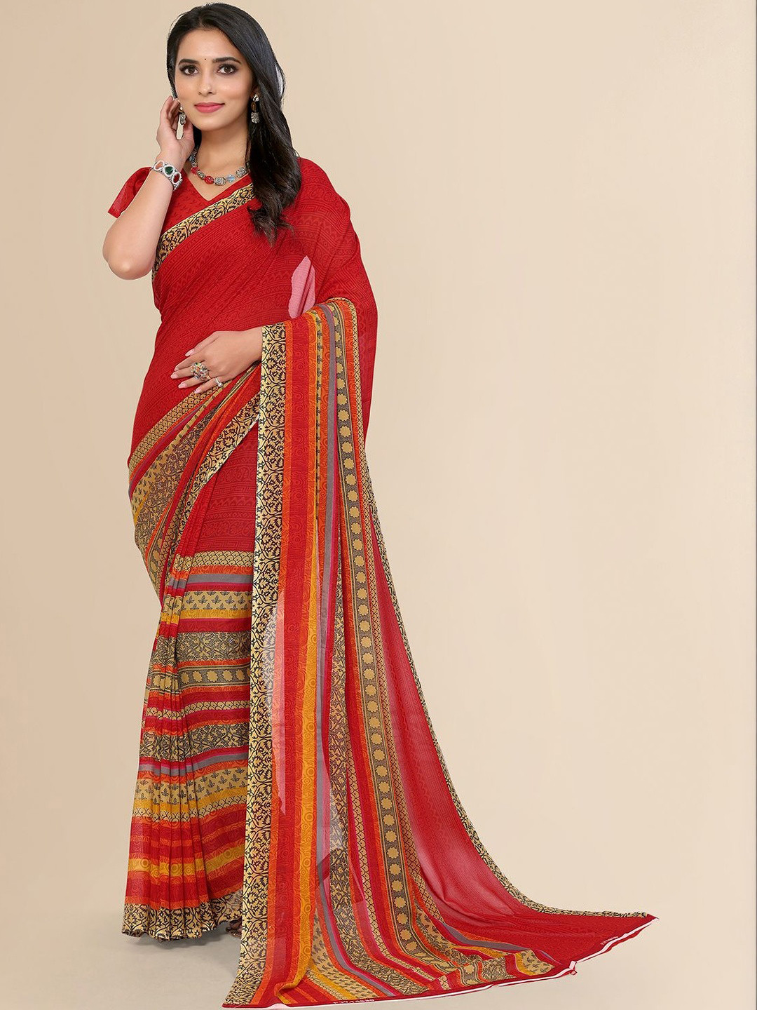 STYLETONE Floral Printed Georgette Party Casual Wear Sarees