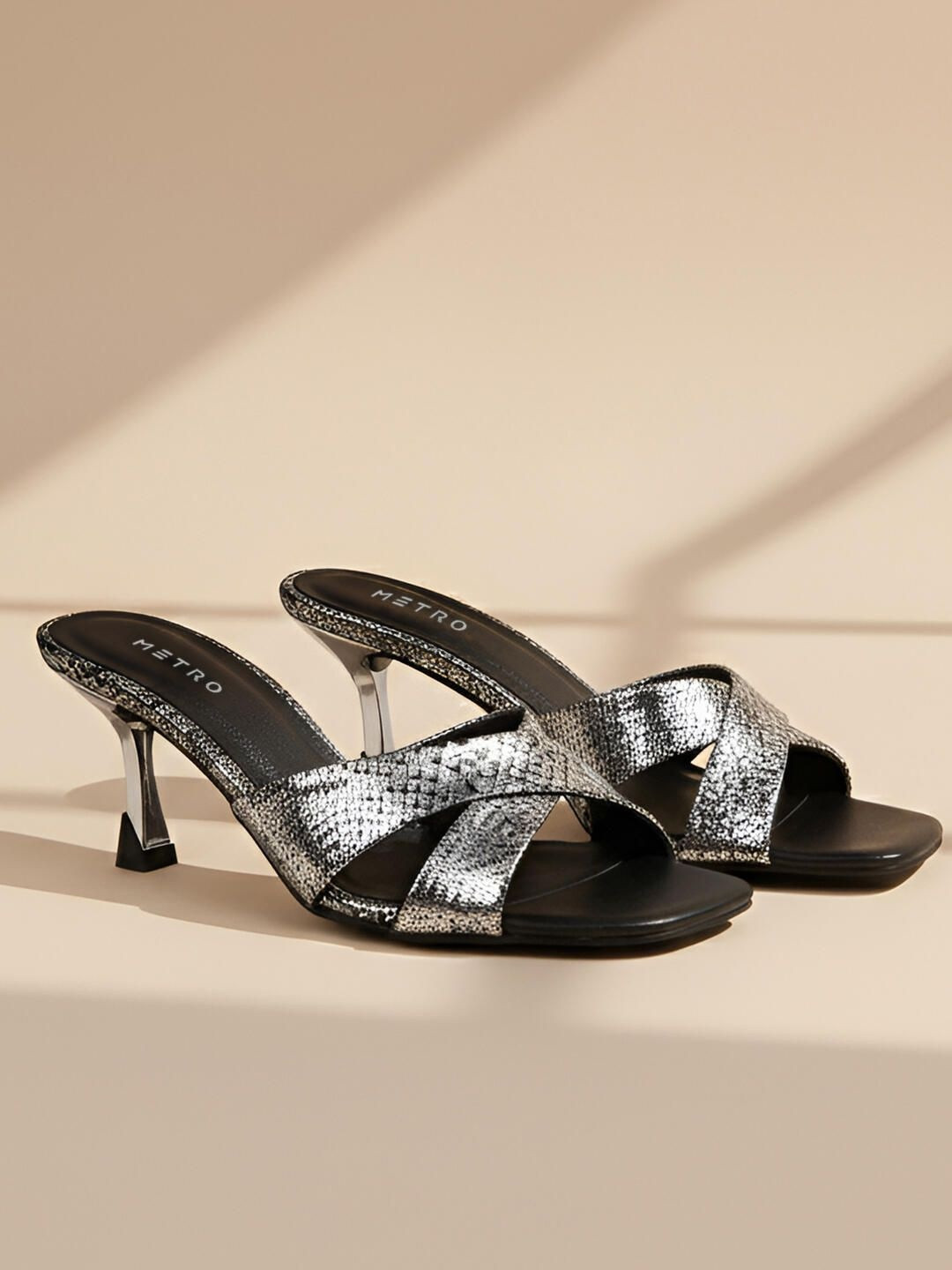 Metro Textured Open Back Heels