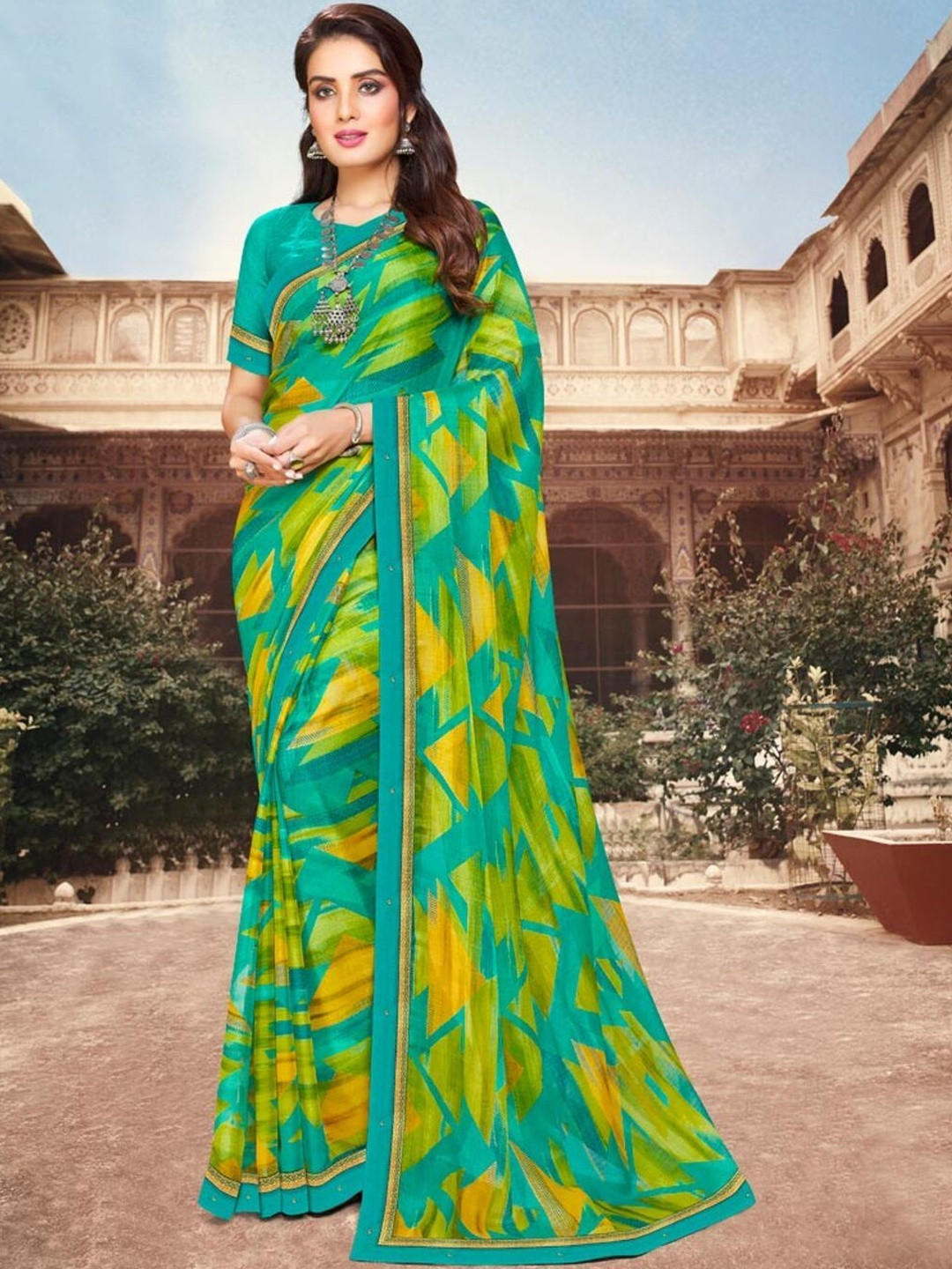 Vishal Prints Poly Chiffon Saree