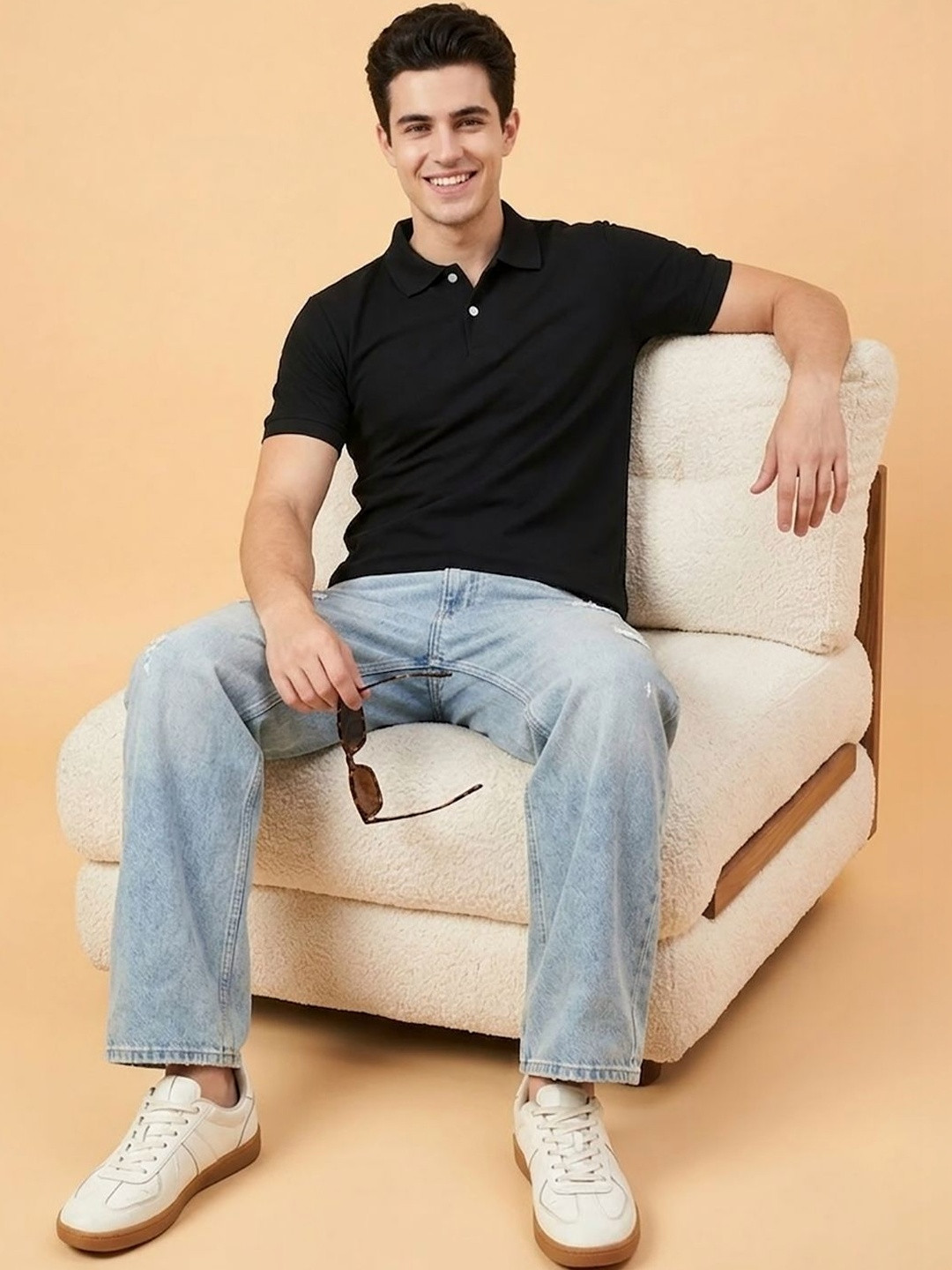 HERE&NOW Men Polo Collar T-shirt