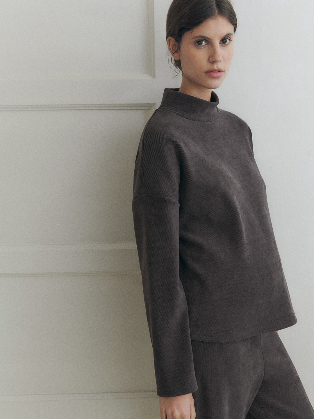 MANGO High Neck Corduroy Sweatshirt