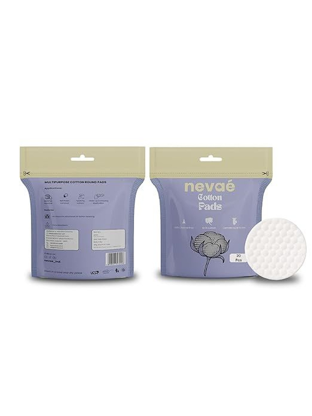 Nevae Set Of 2 Double-Sided Pure Cotton Pads - 20-Pcs Each