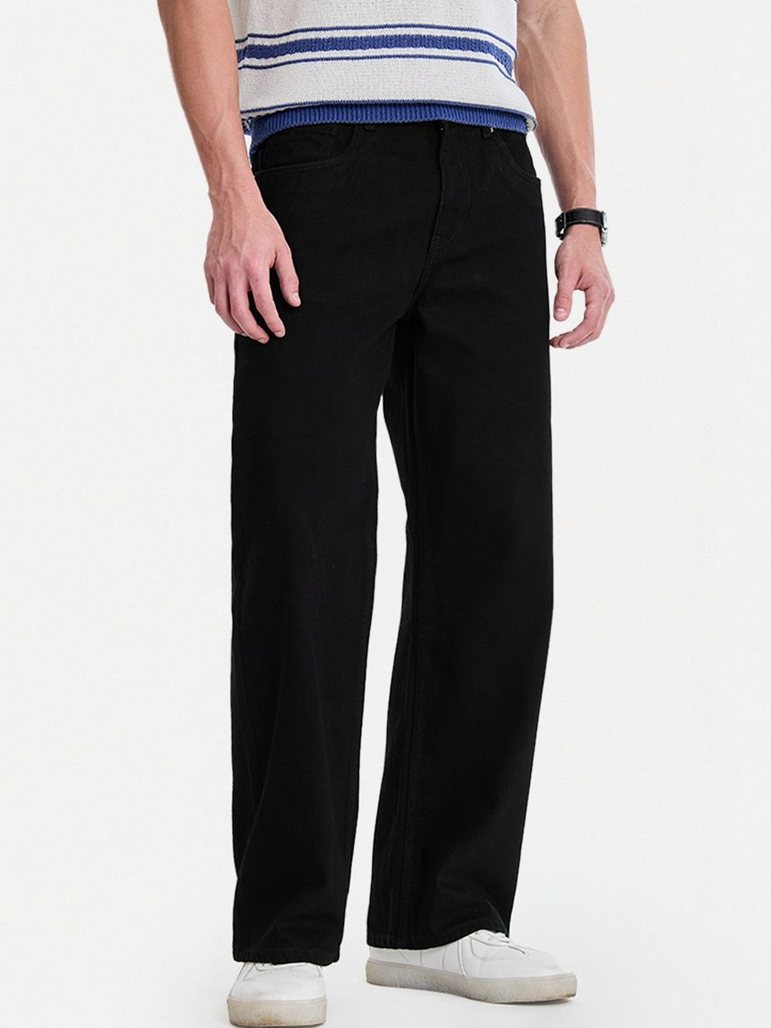 Snitch Black Mid-Rise Relaxed Fit Jeans