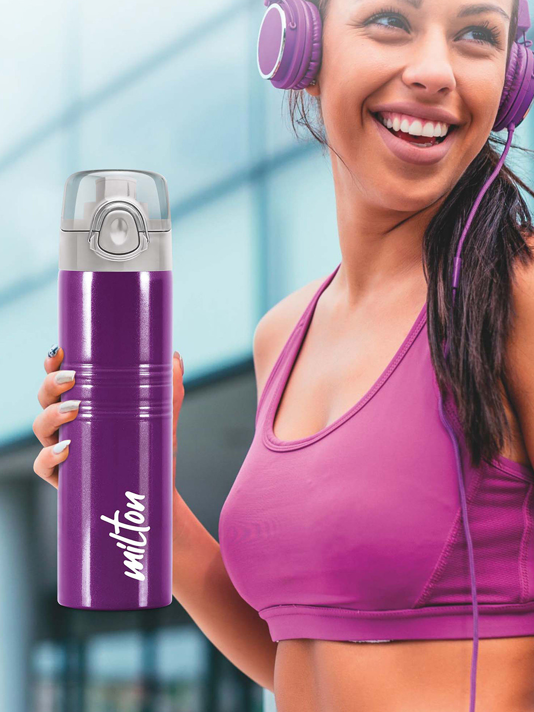 Milton Vogue 1000 Purple Solid Stainless Steel Single Wall Vacuum Water Bottle - 750ml