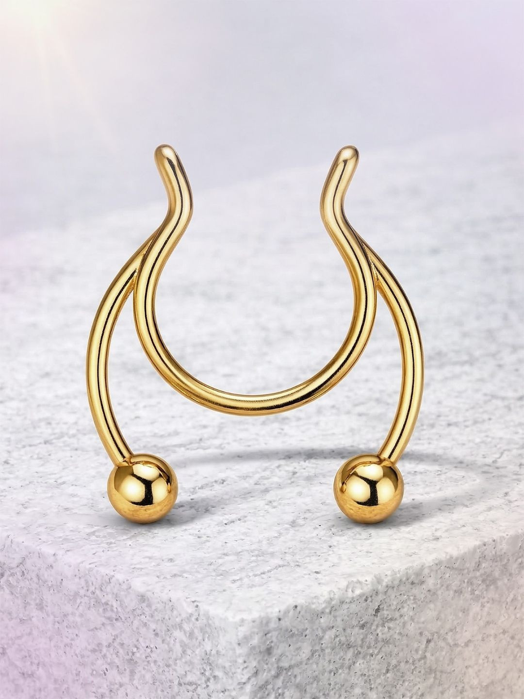 MAZZINI Women Stainless Steel Gold-Plated Nosepin