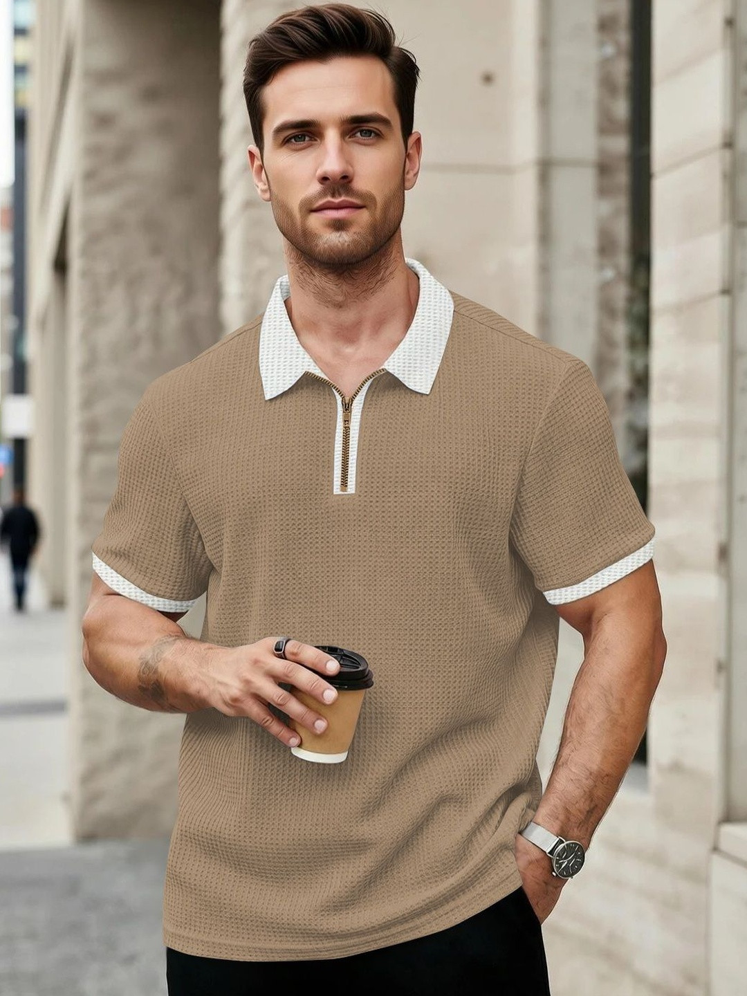 KAJARU Men Polo Collar T-shirt