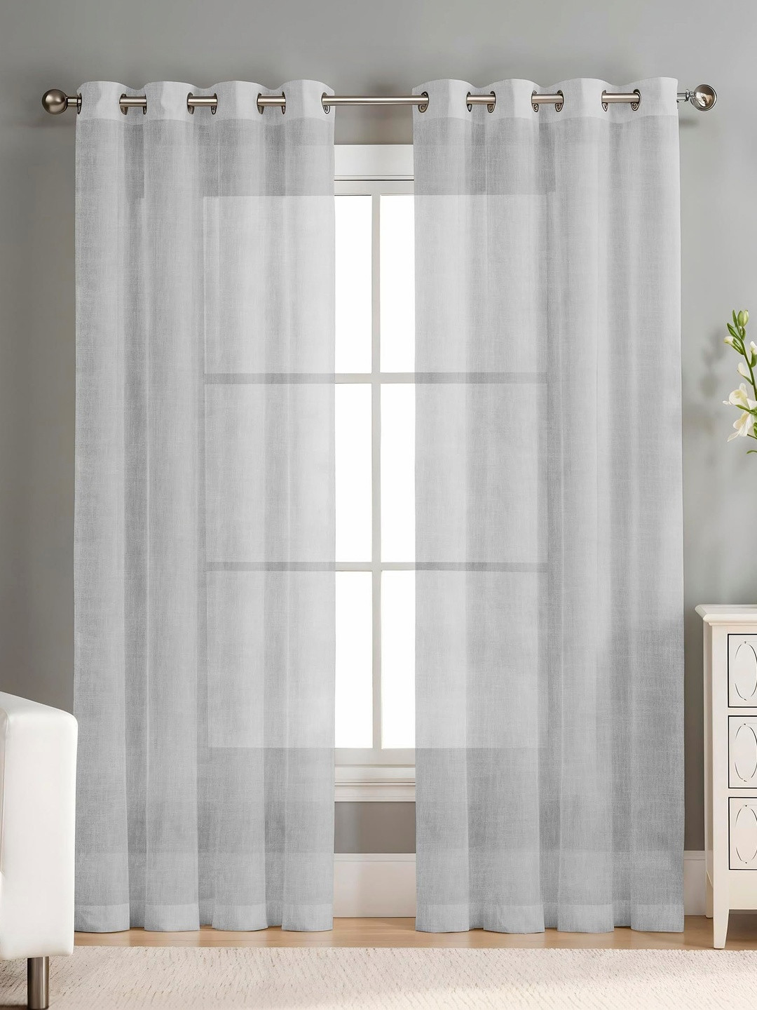SIMPLYCURTAINS Grey Set of 2 Sheer Window Curtain
