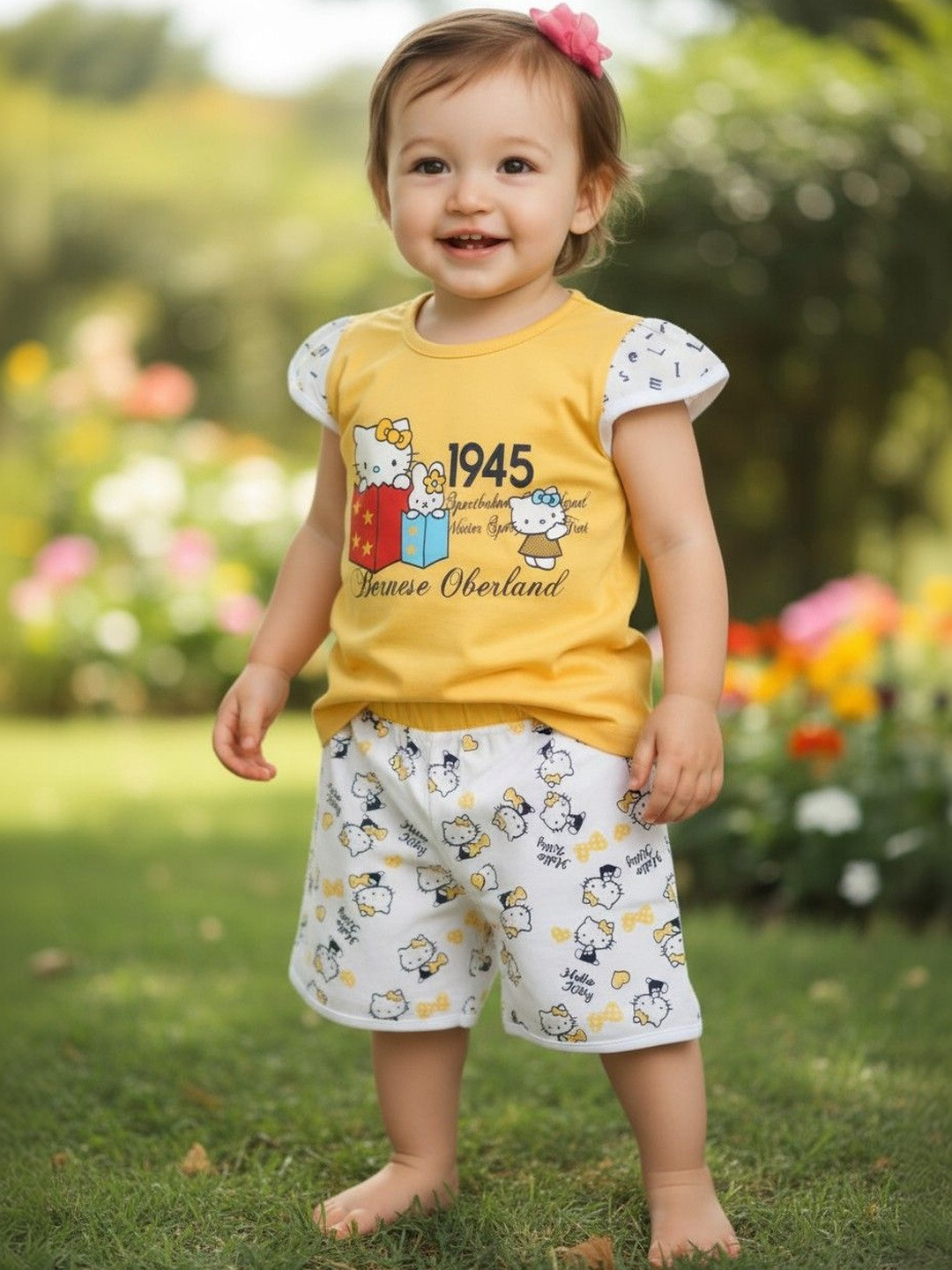 FABROYZ Girls Pure Cotton Printed Top with Shorts