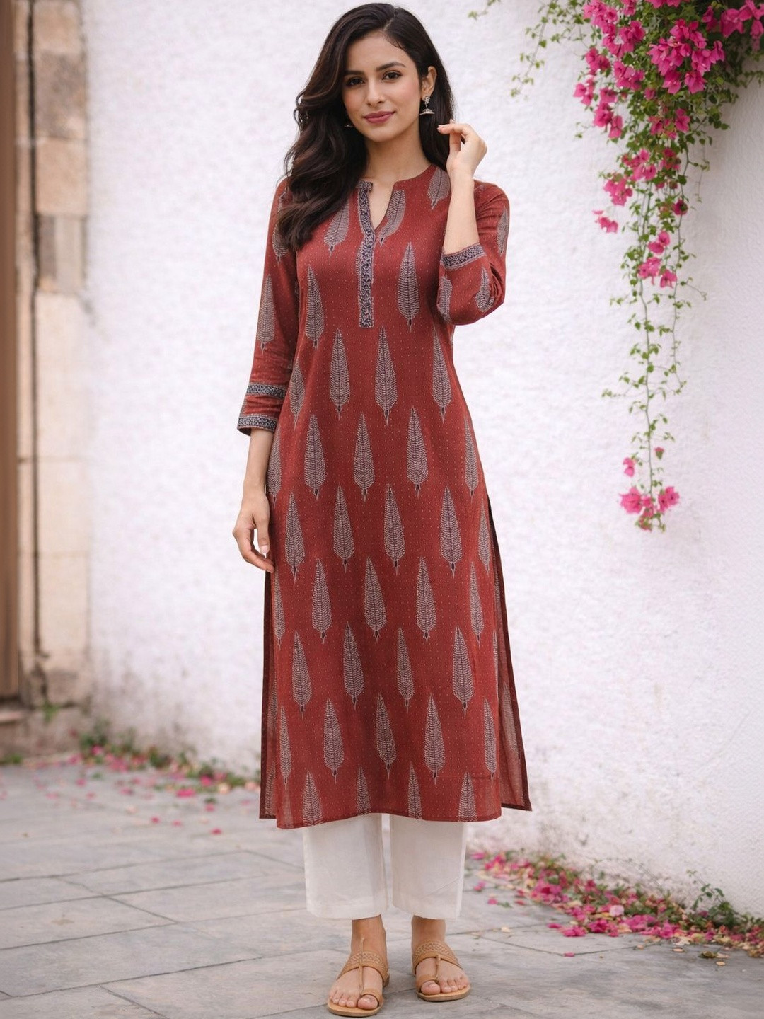 KALINI Floral Printed Pure Cotton Blend Kurti
