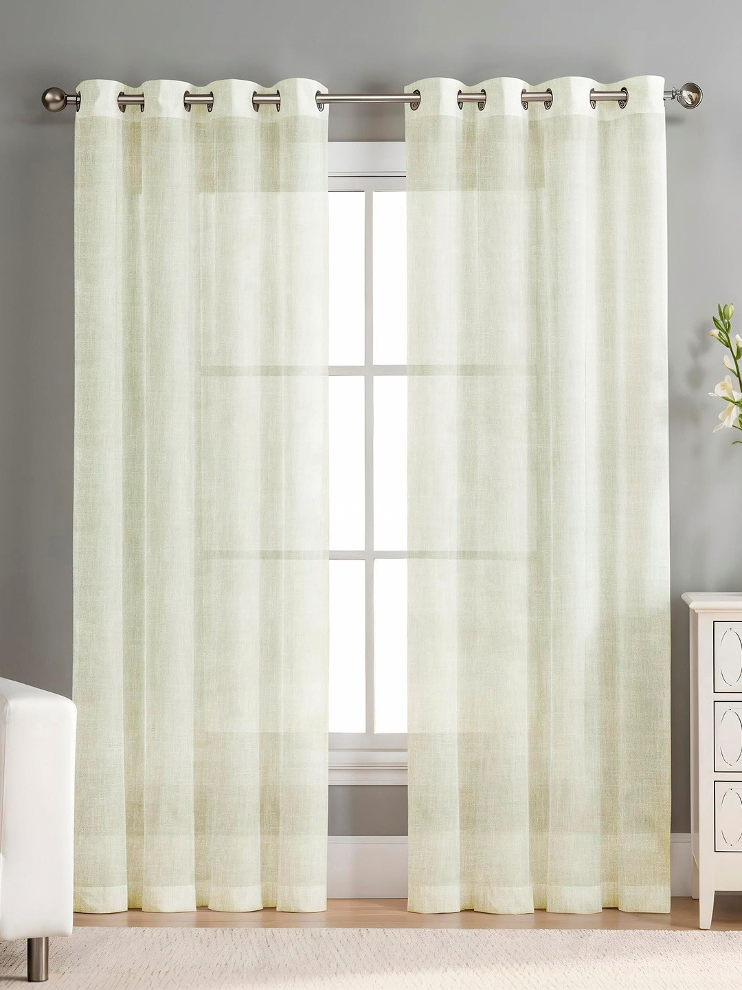 SIMPLYCURTAINS Cream-Coloured Set of 2 Sheer Door Curtain