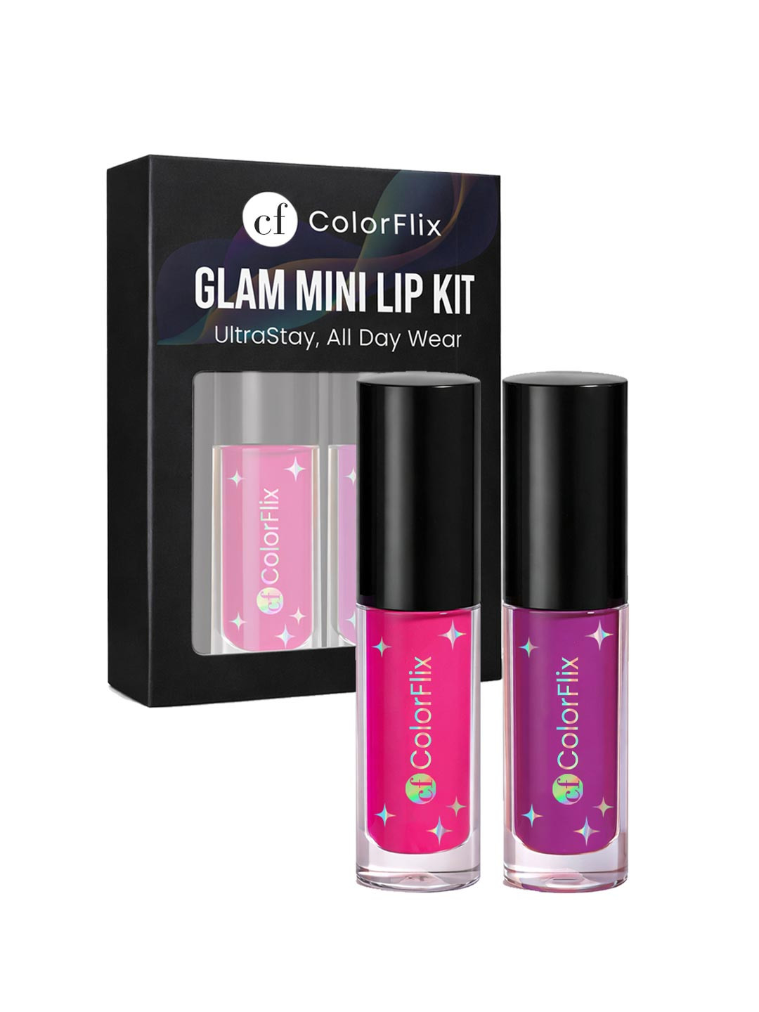 COLORFLIX Set Of 2 Glam Long Lasting Mini Liquid Lipstick - 2 ml Each - Fuchsia Lily