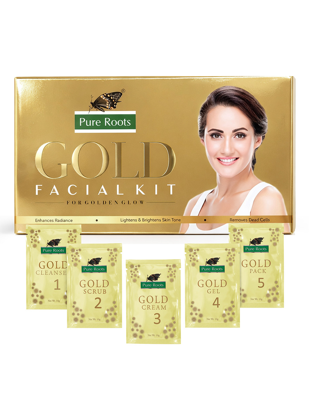 pure roots Set Of 3 Gold Facial Kit -50g Each