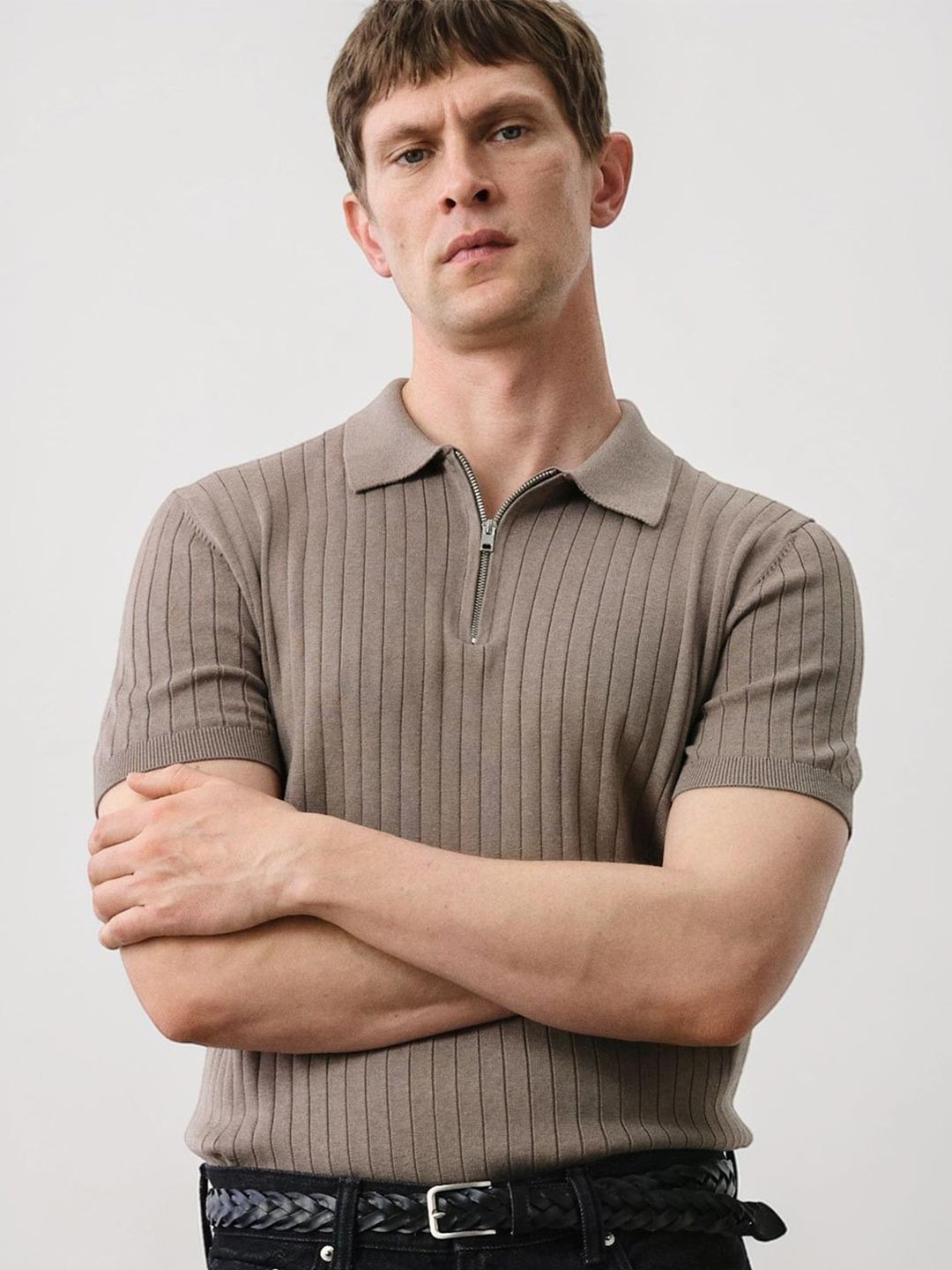 SAINT PEACH Men Polo Collar Slim Fit T-shirt