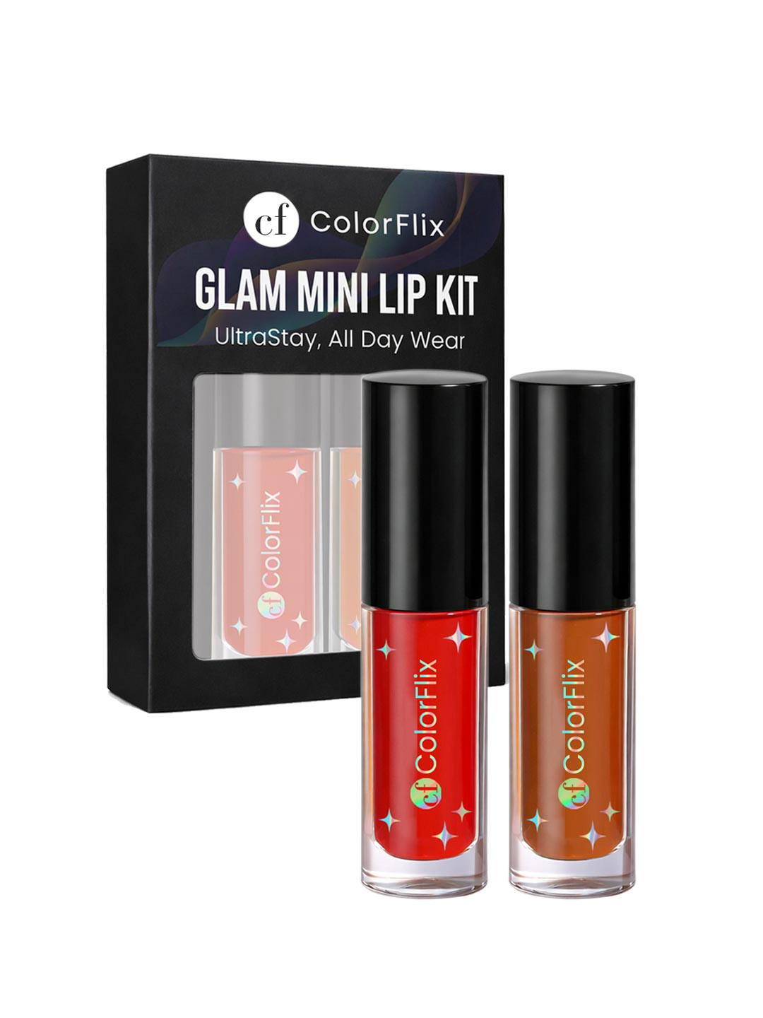 COLORFLIX Set Of 2 Glam Mini Liquid Lipstick - 2 ml Each - Pink Camellia - Hibiscus Heat