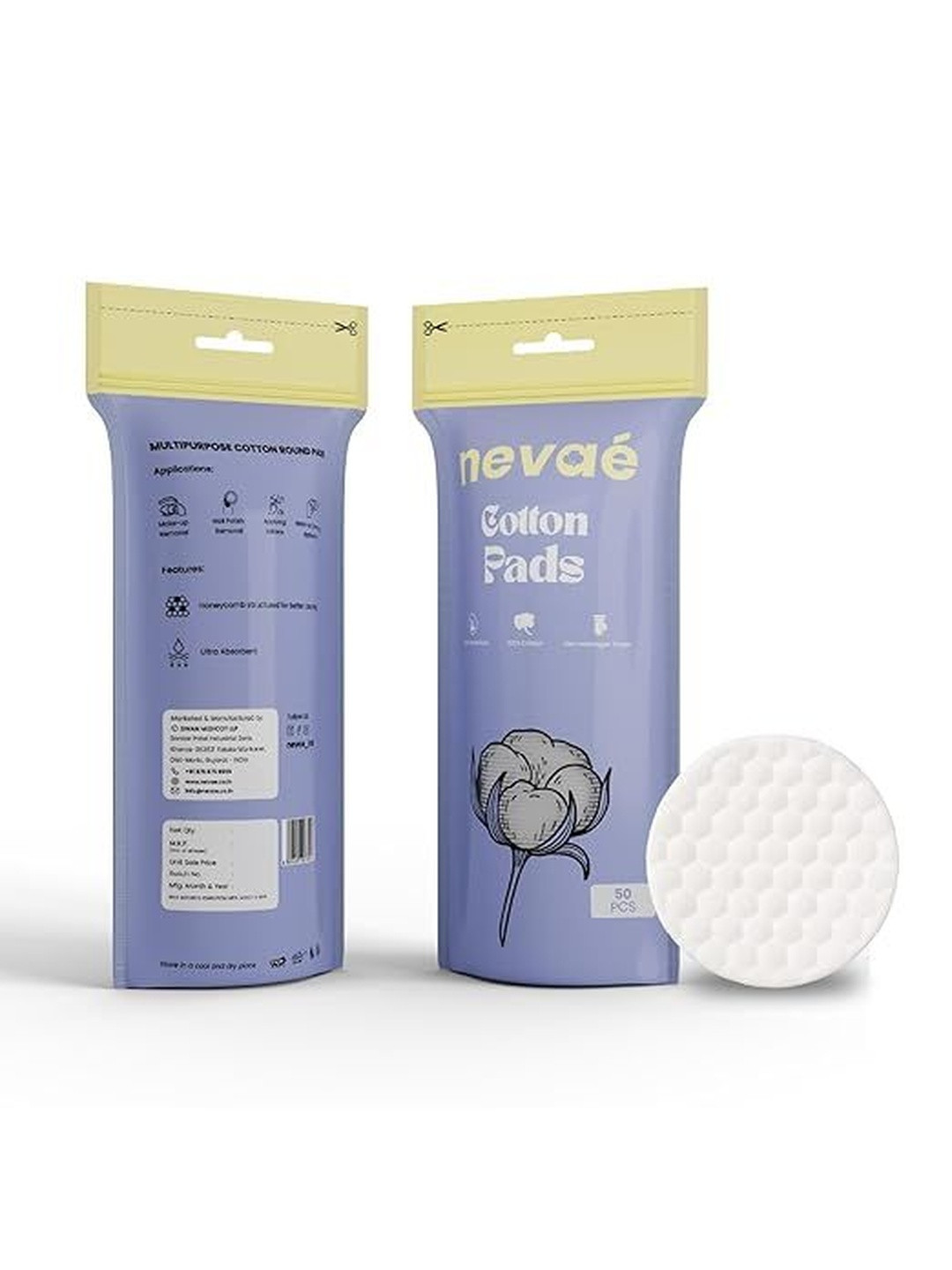 Nevae Set Of 2 Double-Sided Pure Cotton Pads - 50-Pcs Each
