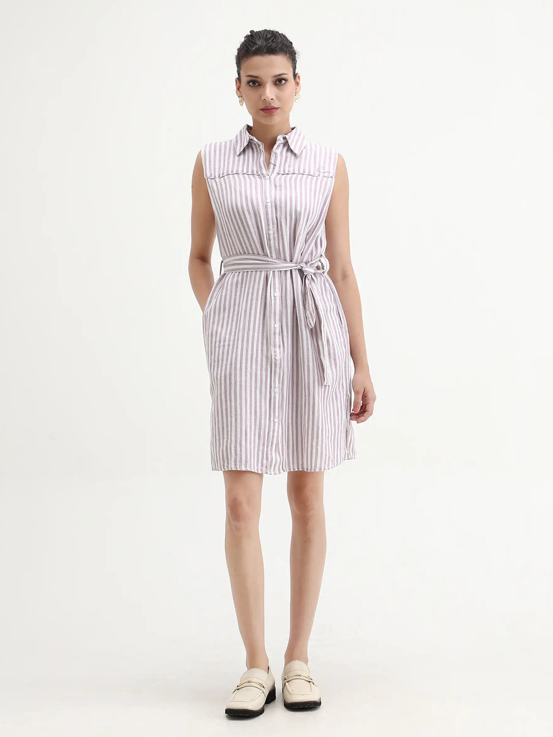 RAREISM Women Purple Regular Fit Spread Collar Dress
