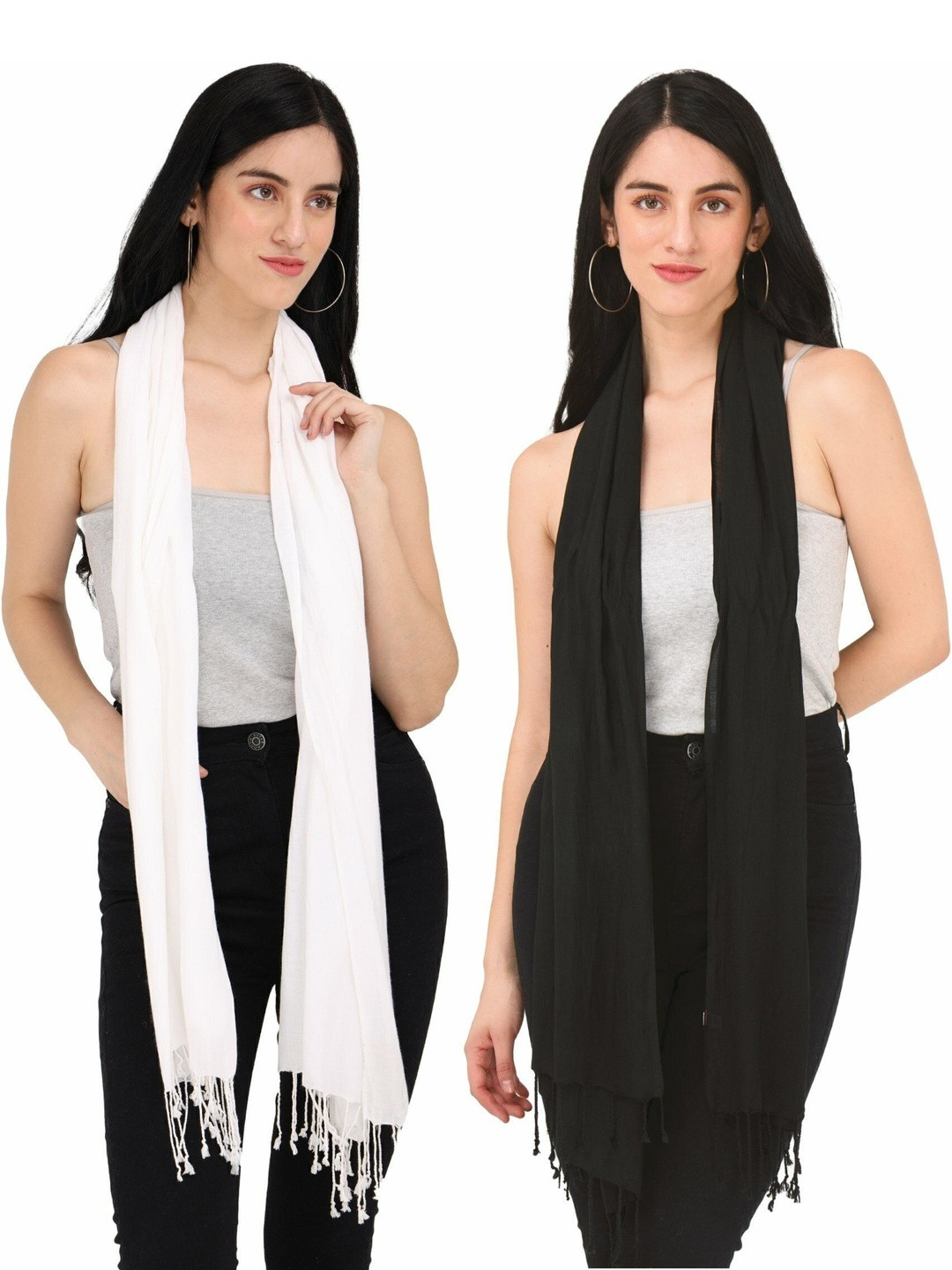 PALATT Set Of 2 Frayed Border Cotton Stoles