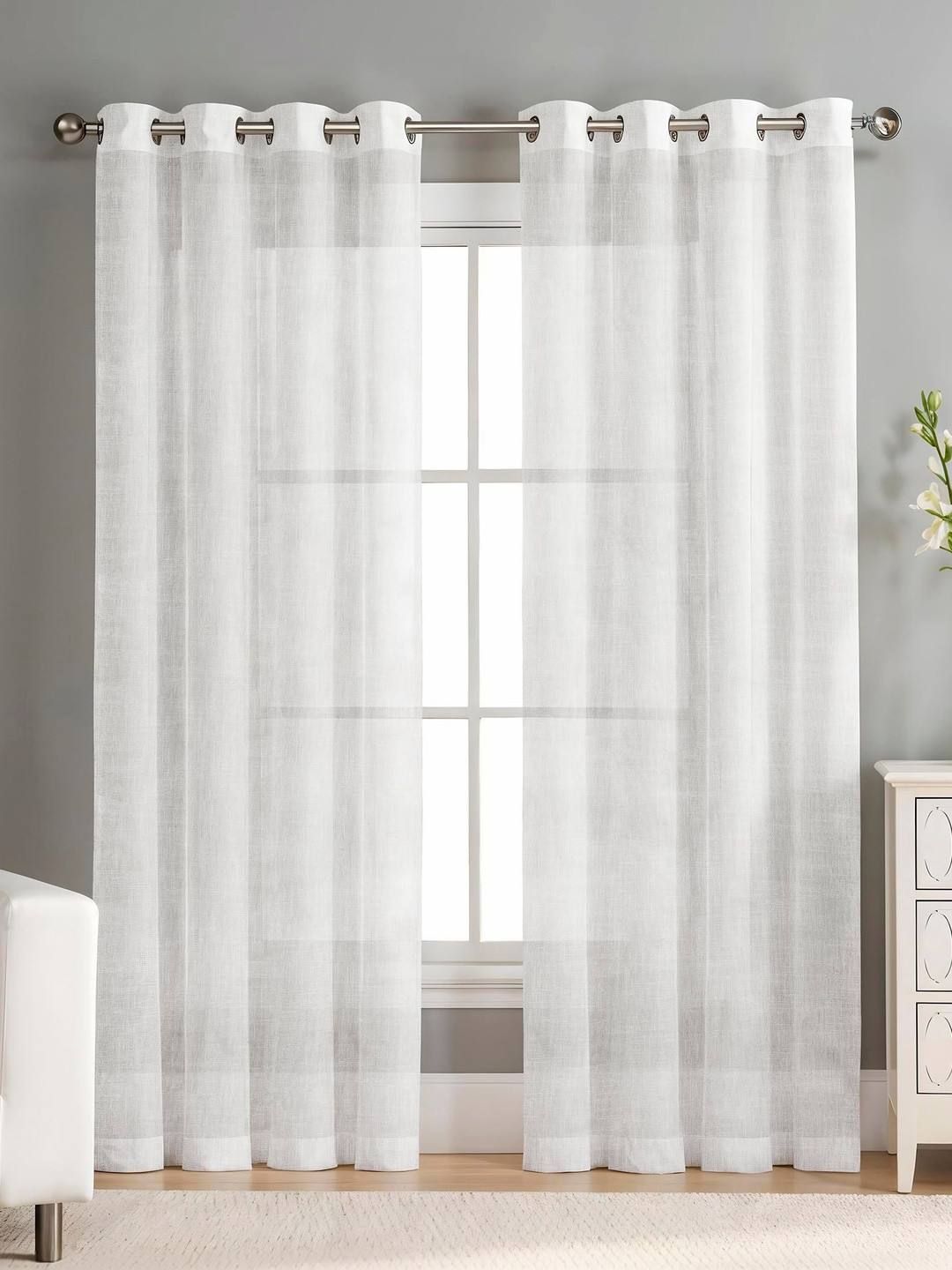 SIMPLYCURTAINS White Set of 2 Sheer Window Curtain